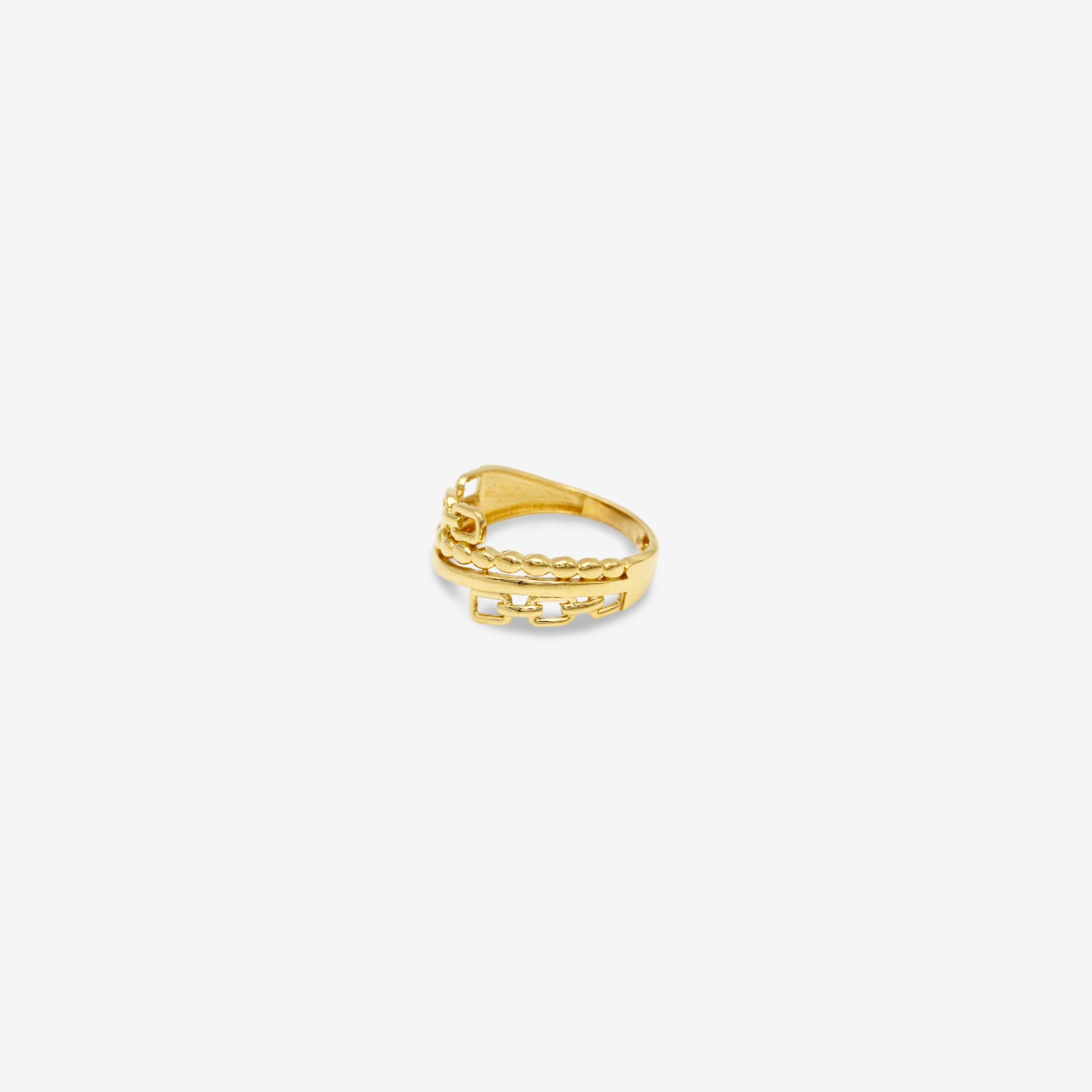 18k Solid Gold Multi-Band Chain Ring | Textured Stacked Statement Ring