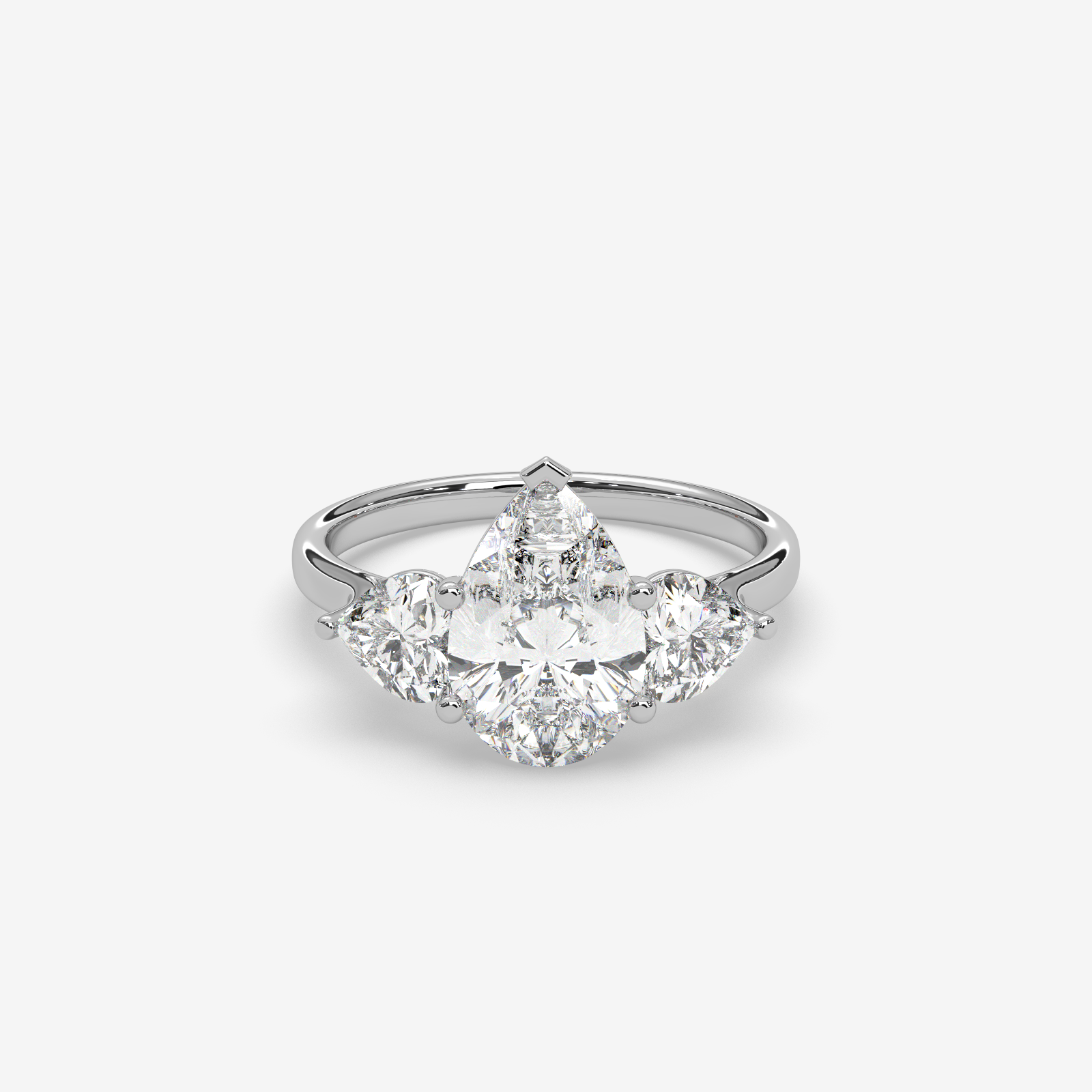 Solid Gold Pear Cut Diamond Trilogy Engagement Ring | Three-Stone Anniversary Band