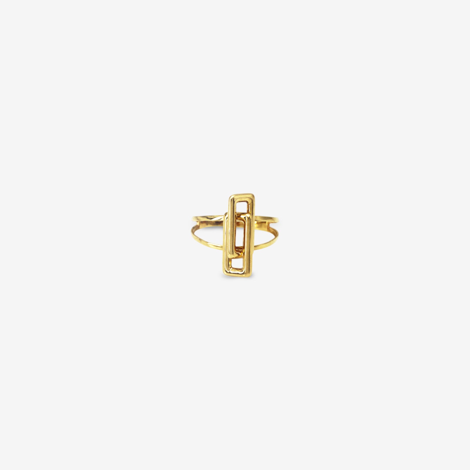 18k Solid Gold Geometric Rectangular Statement Ring | Minimalist Open Band Jewelry