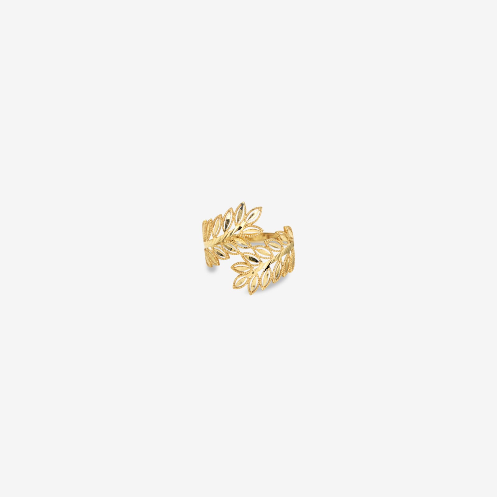 18k Gold Laurel Leaf Ring | Handcrafted Filigree Branch Statement Ring for Women