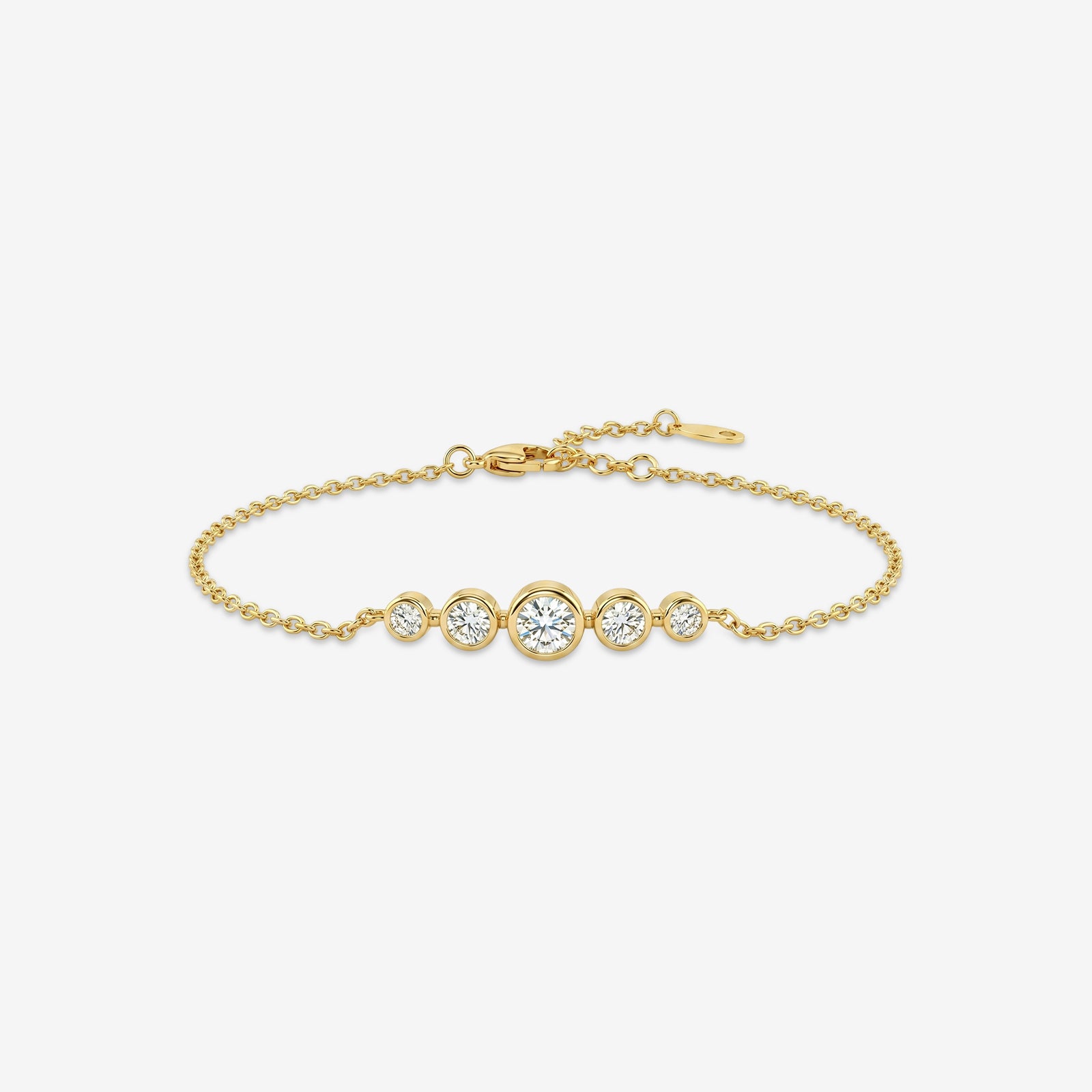 18k Gold Five-Stone Bezel Diamond Bracelet | Minimalist Chain