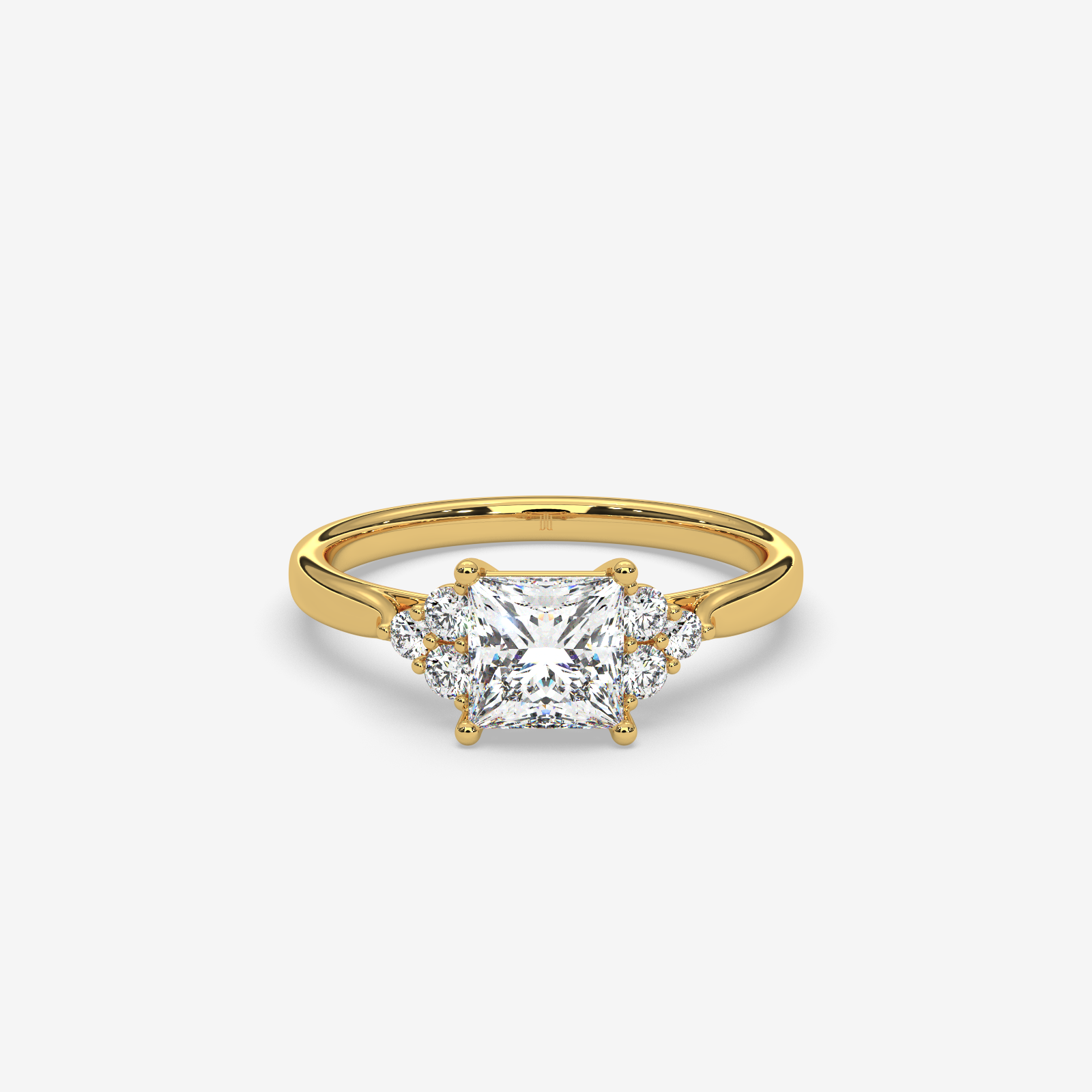 Princess Cut Trefoil Diamond Engagement Ring in Solid Gold