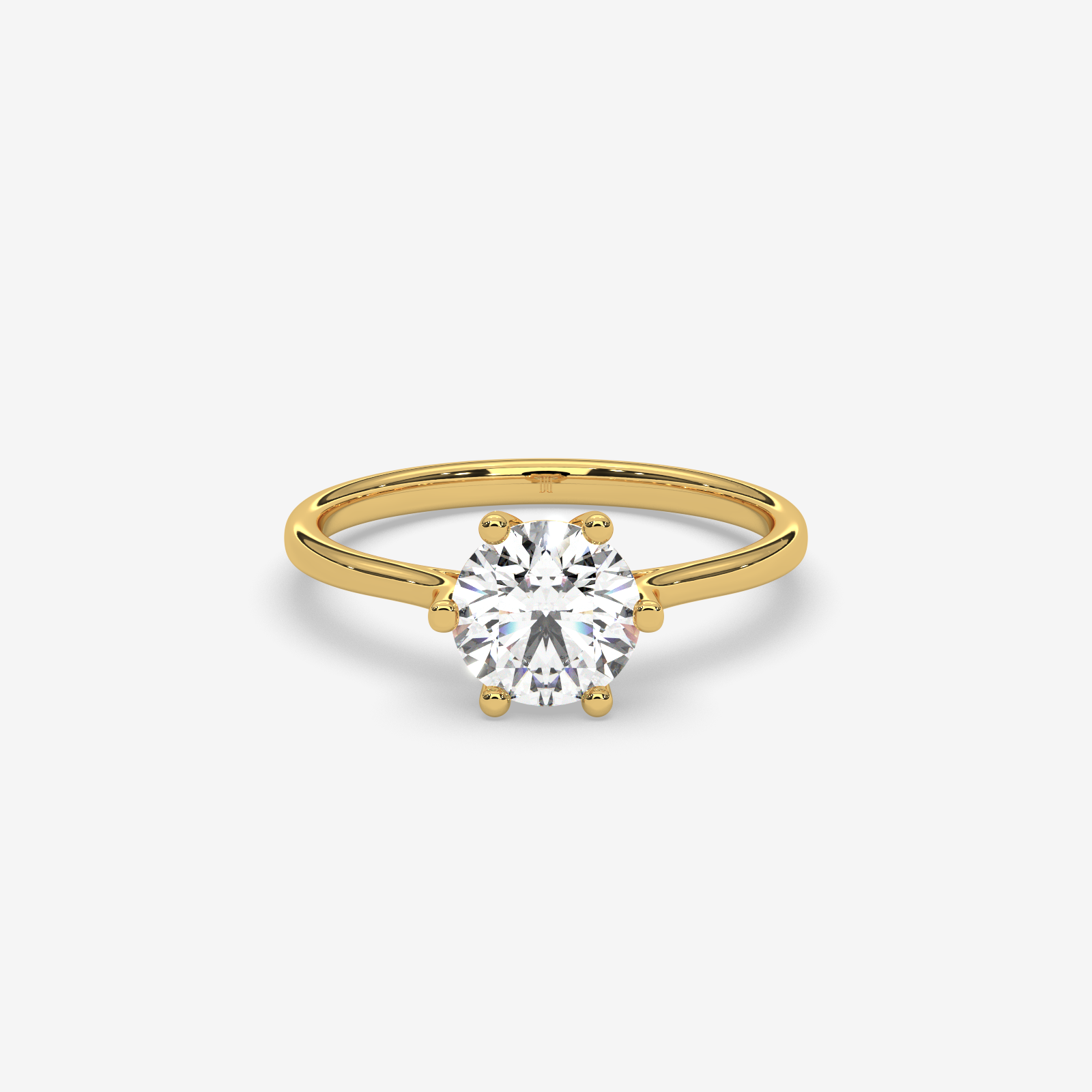 18K Gold Solitaire Round Brilliant Diamond Engagement Ring