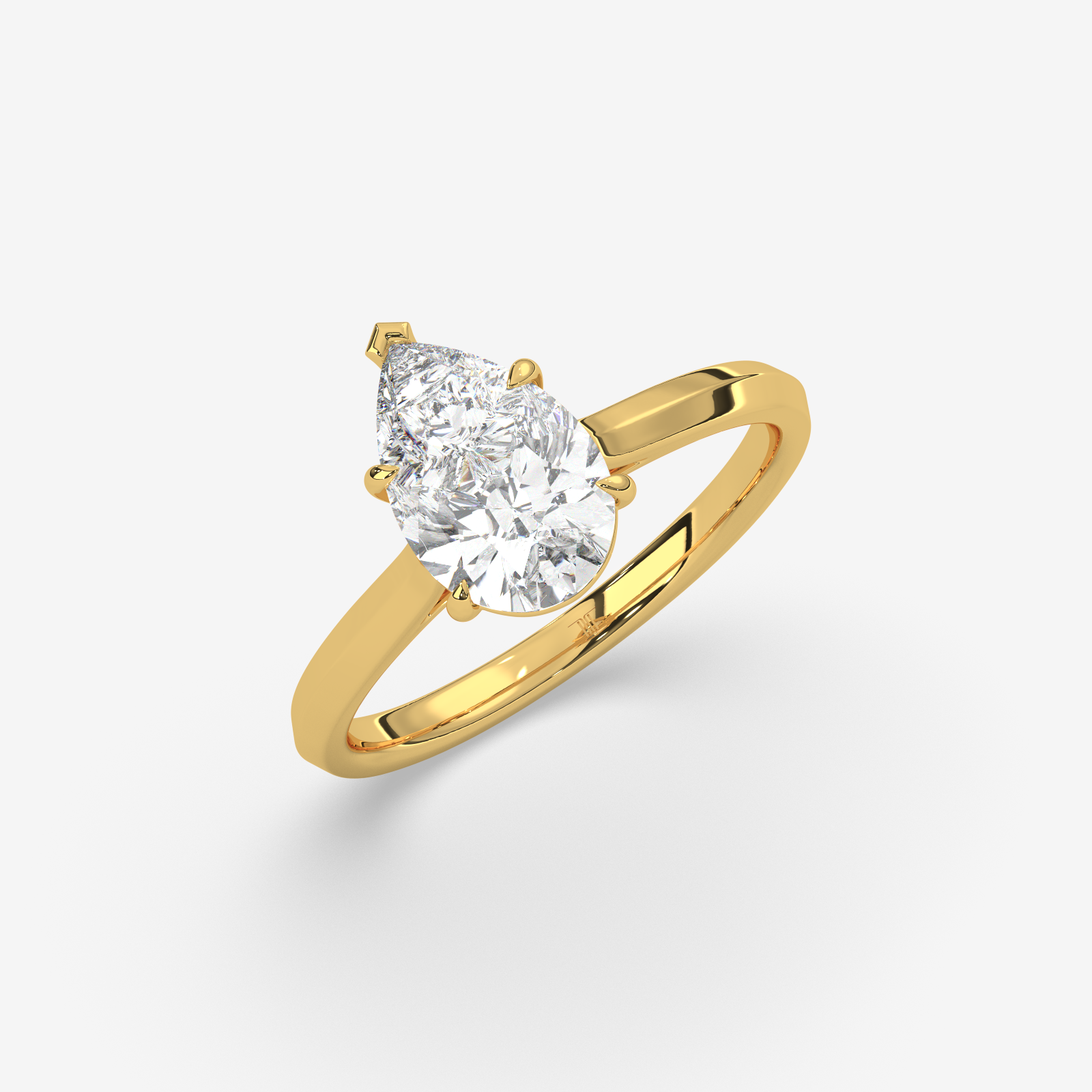 Solid Gold Pear Cut Solitaire Engagement Ring | Handcrafted Teardrop Diamond Ring