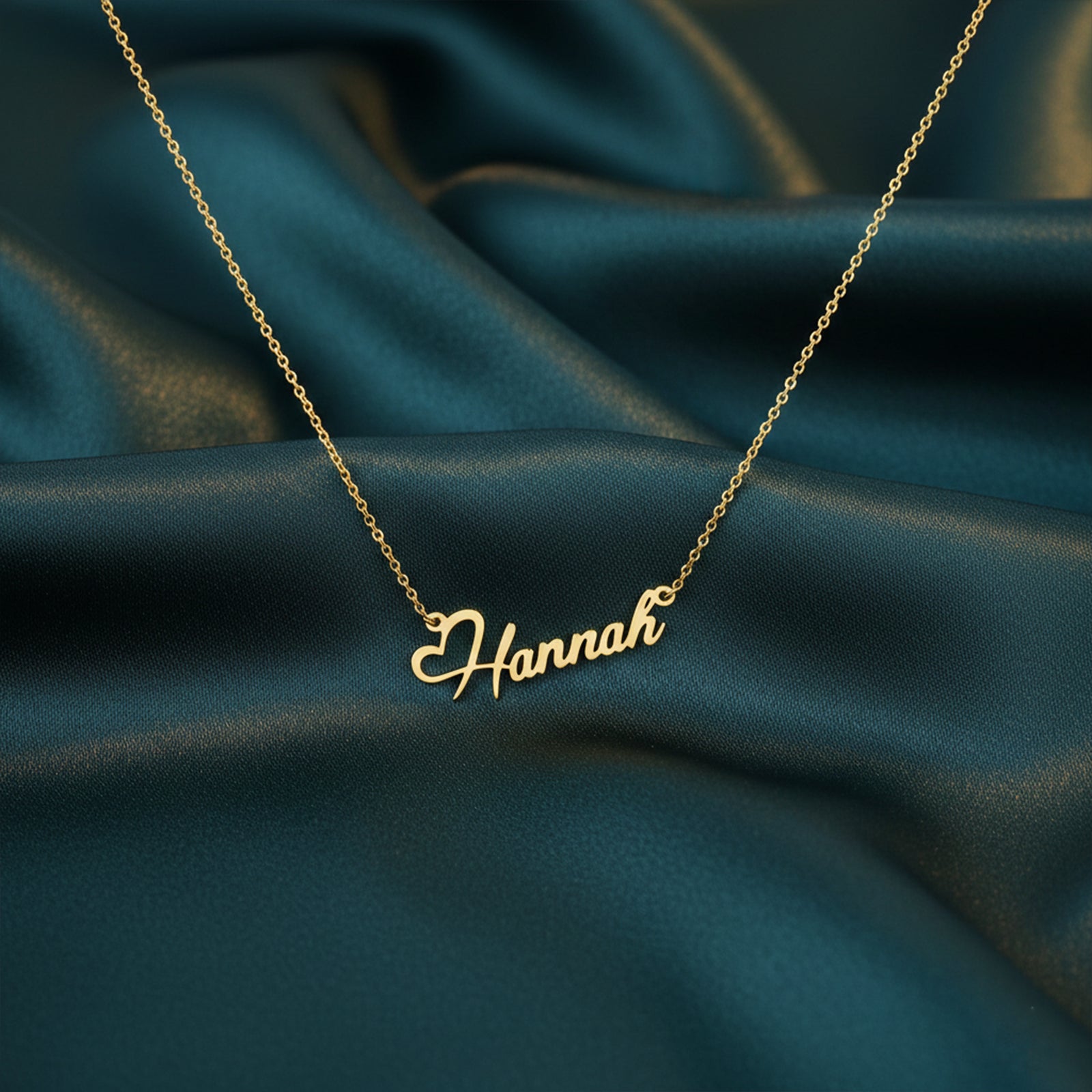 Custom Name Necklace in 18k Solid Gold | Personalized Script Pendant