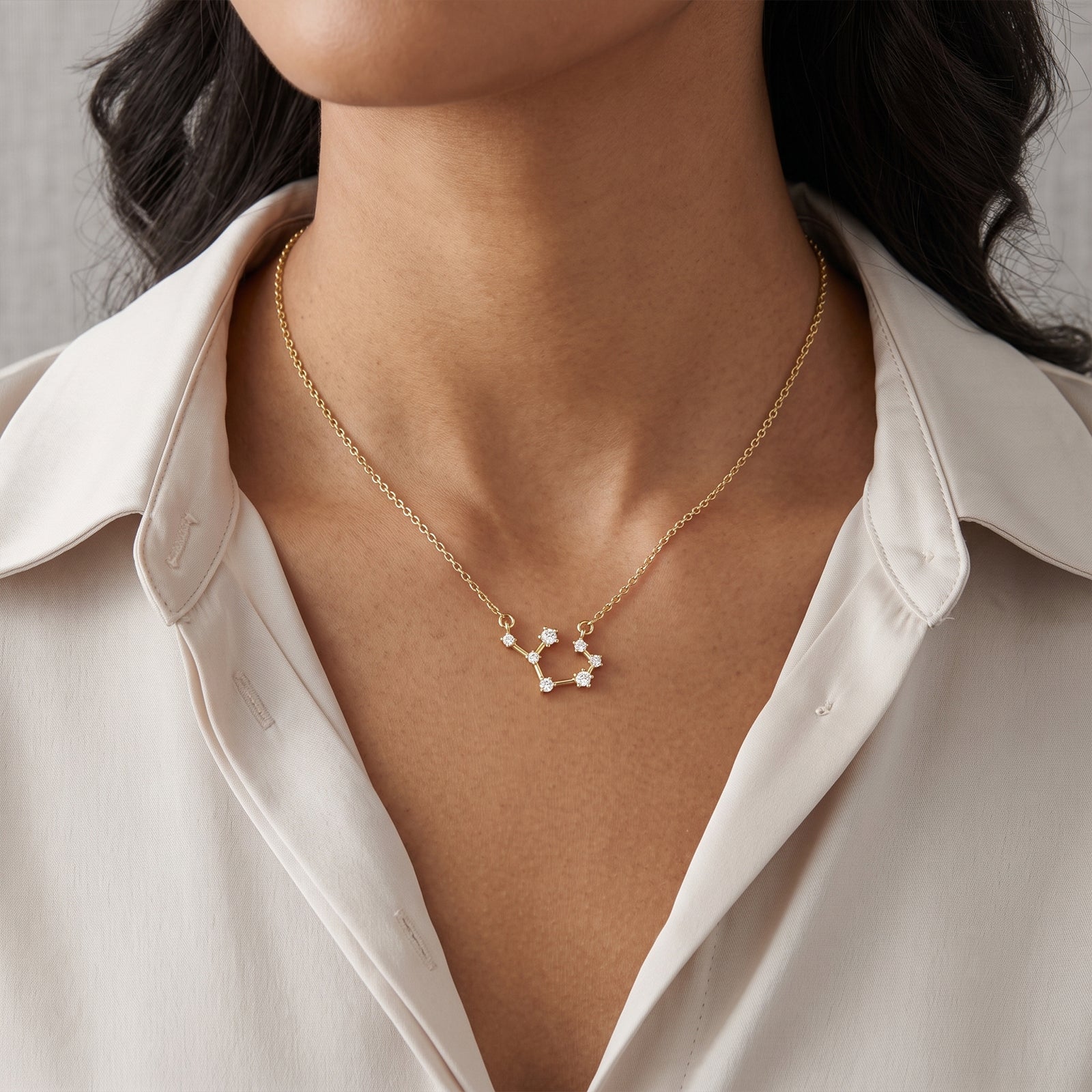 18k Gold Virgo Constellation Diamond Necklace | Zodiac Fine Jewelry