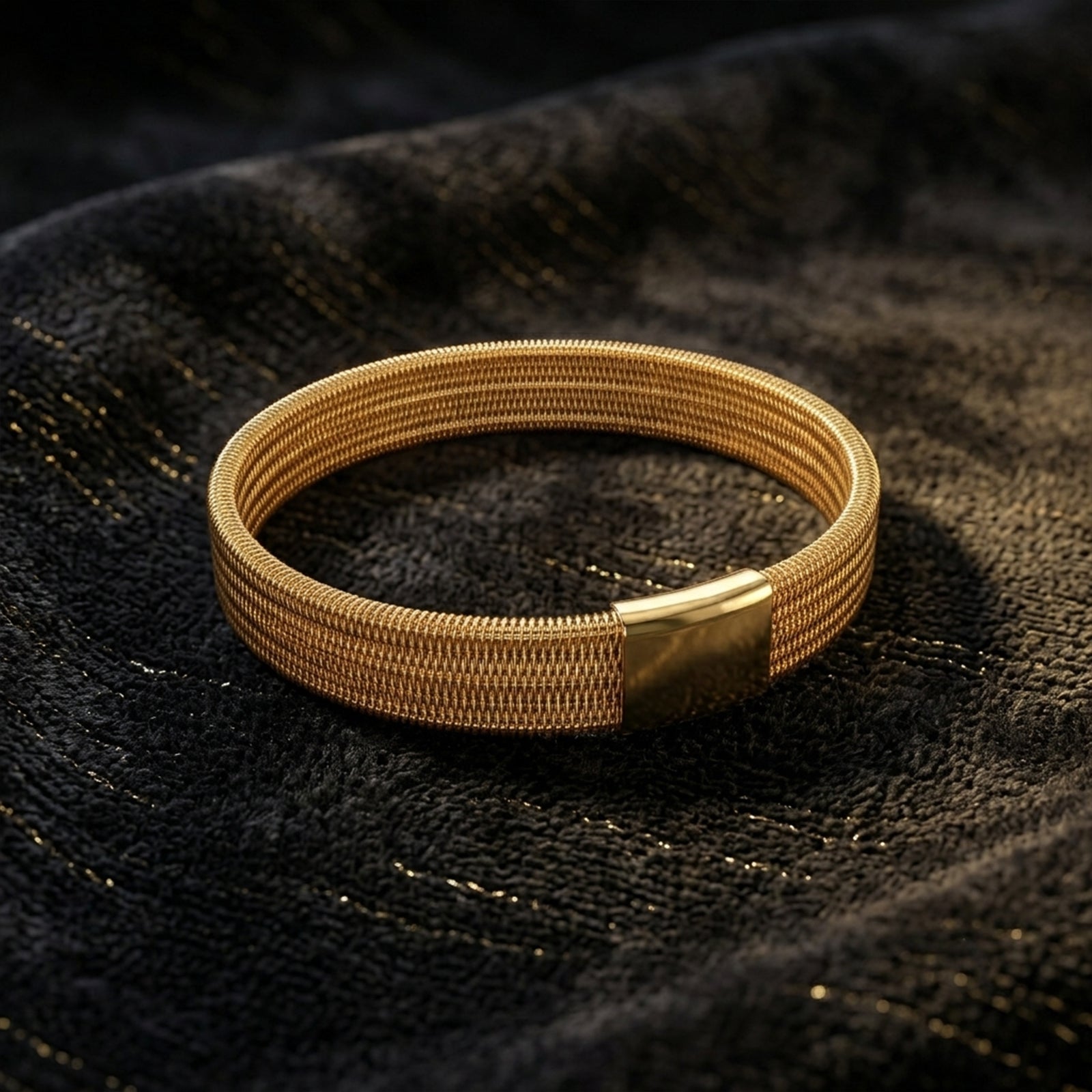 GoldFlex 18K Gold Mesh Bangle Bracelet | Flexible Fine Jewellery