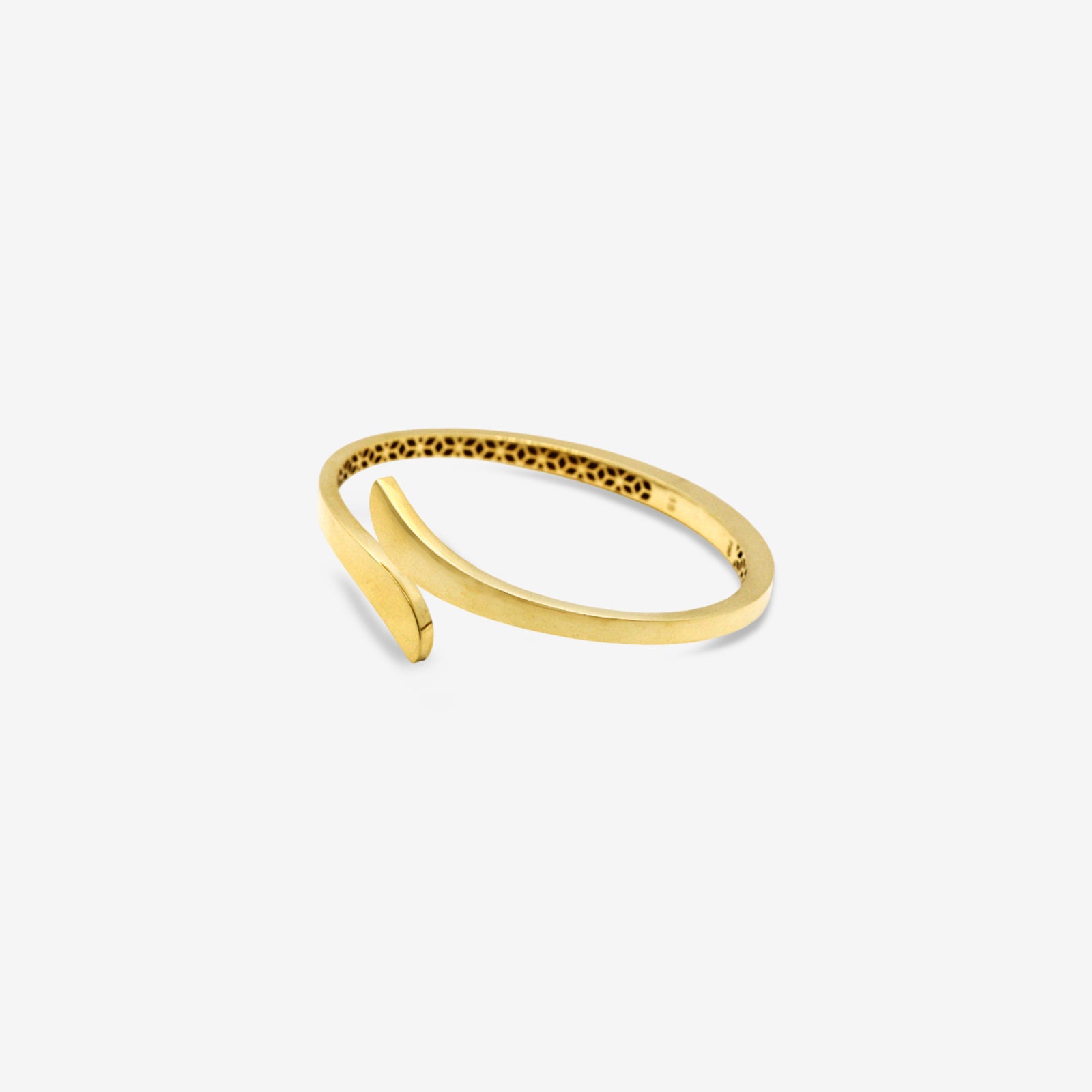 18k Matte Gold Sculptural Bypass Bangle | Handcrafted Minimalist Cuff Bracelet