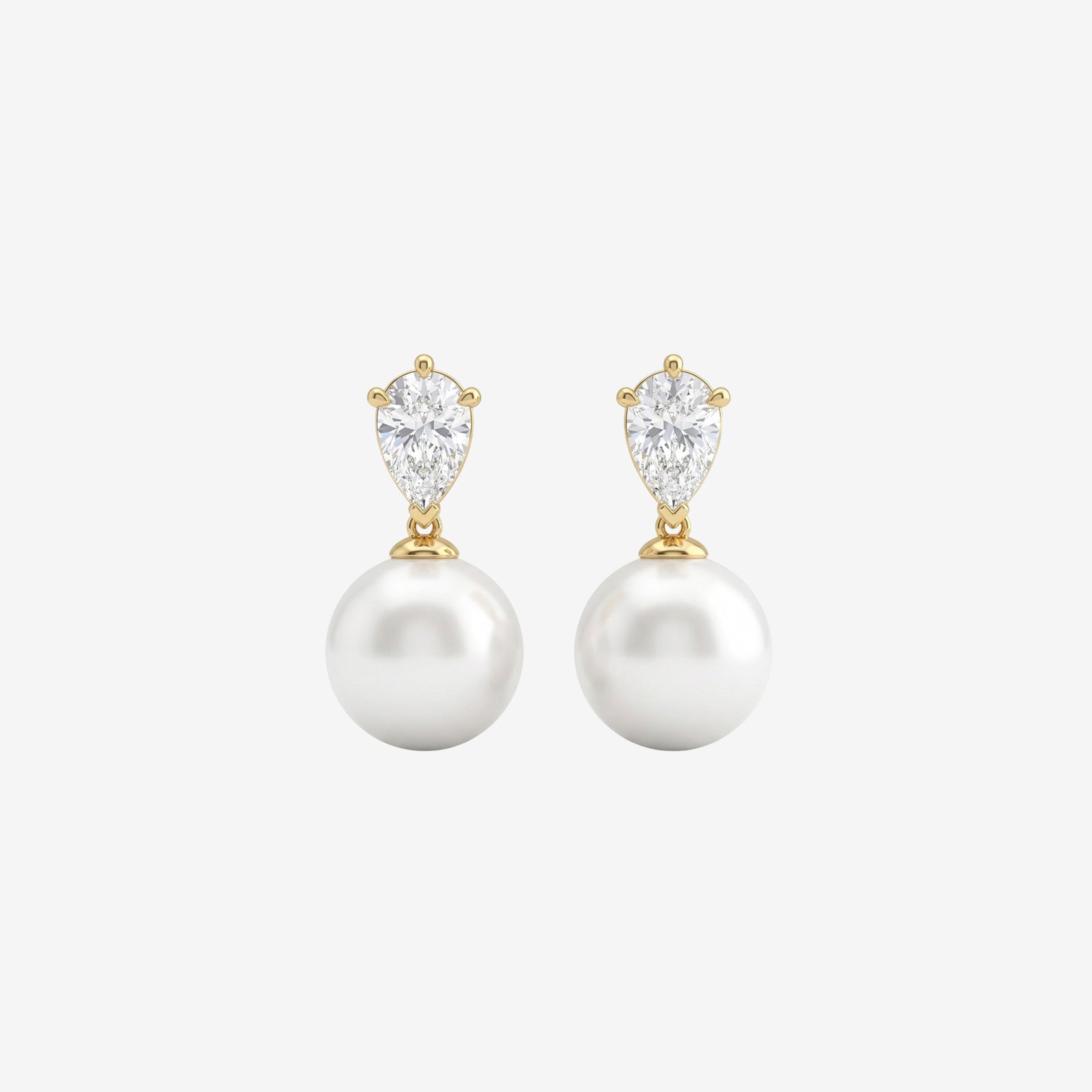 Luminous 18k Gold Pear-Cut Diamond & Pearl Drop Earrings