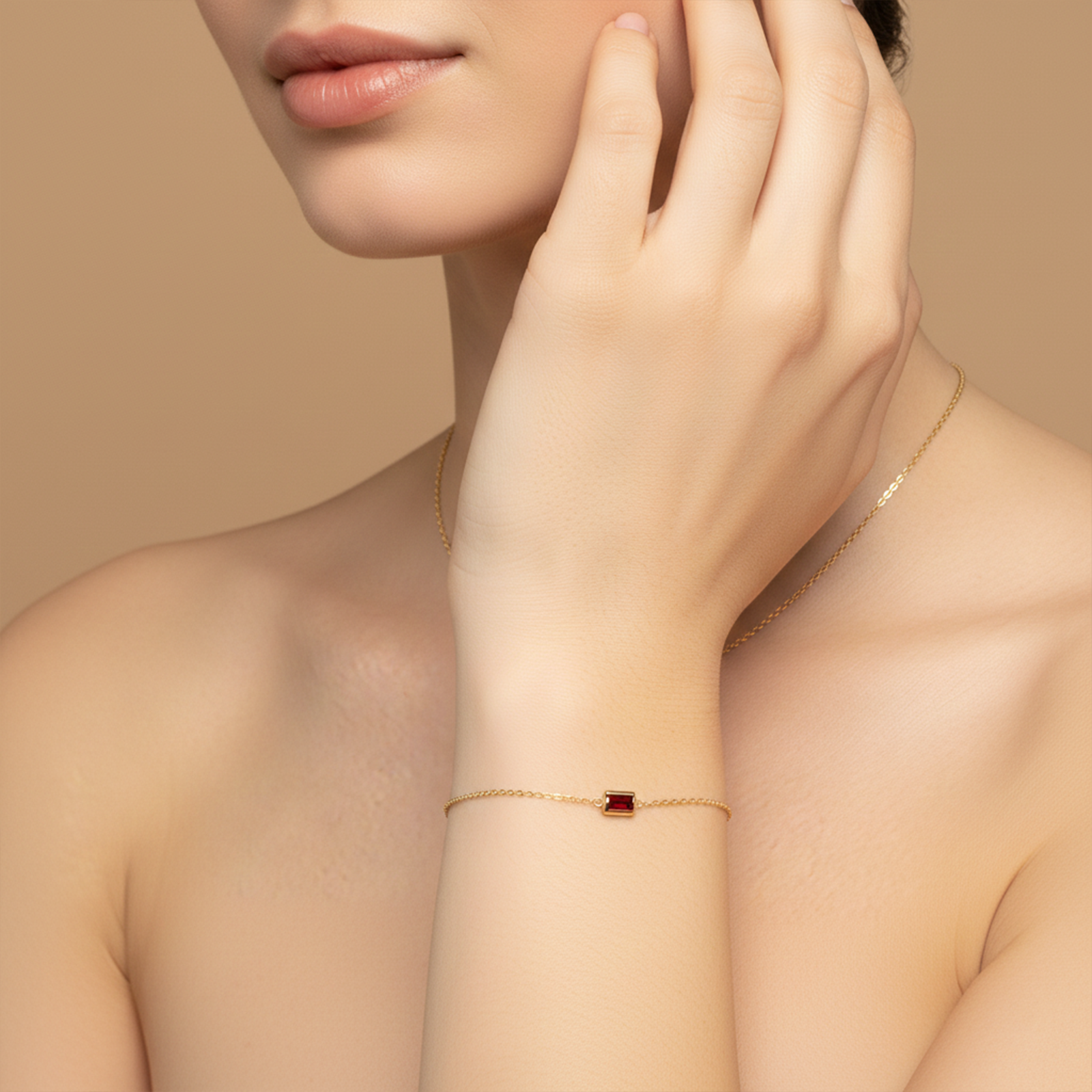 Dainty Baguette Birthstone Bracelet - 18K Gold customized jewelry