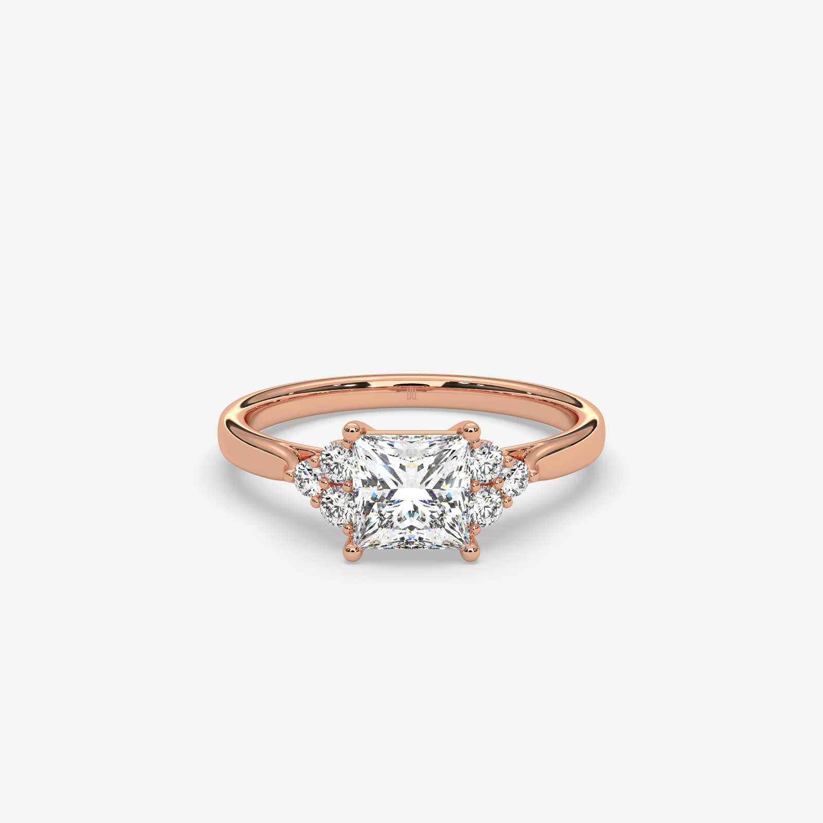Princess Cut Trefoil Diamond Engagement Ring in Solid Gold