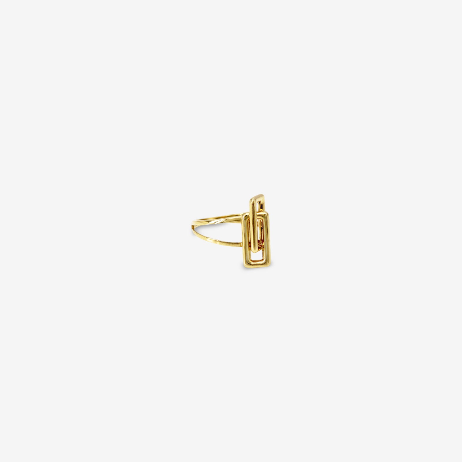 18k Solid Gold Geometric Rectangular Statement Ring | Minimalist Open Band Jewelry