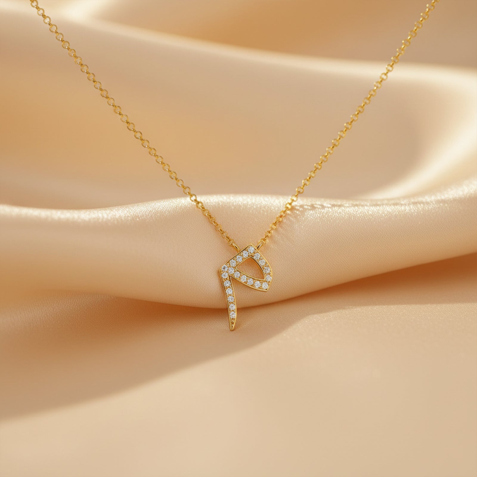 18k Solid Gold Diamond Initial Necklace | Genuine Diamond Letter Pendant for Women