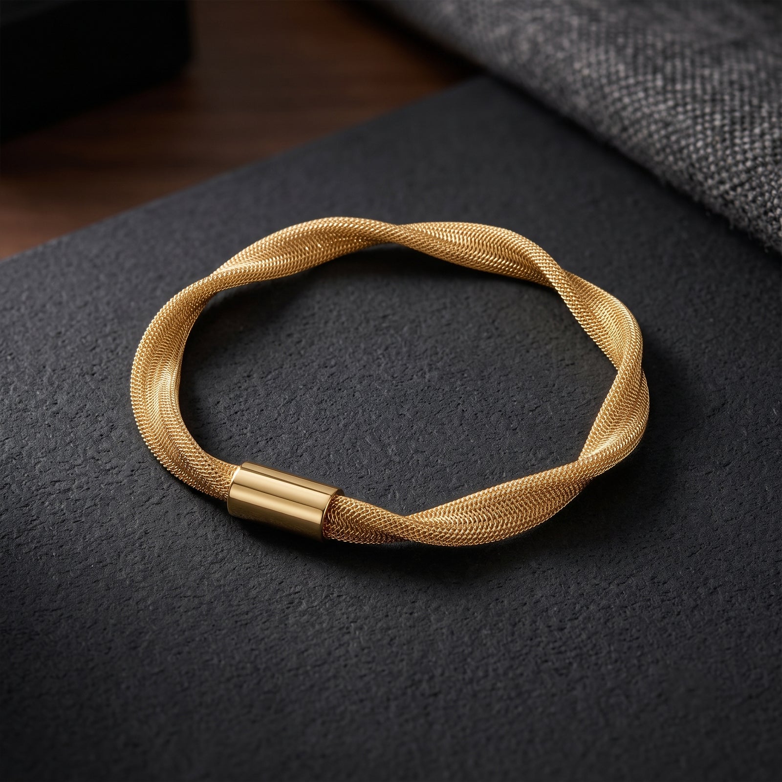 GoldFlex 18K Gold Woven Mesh Bracelet | Elegant Minimalist Jewelry