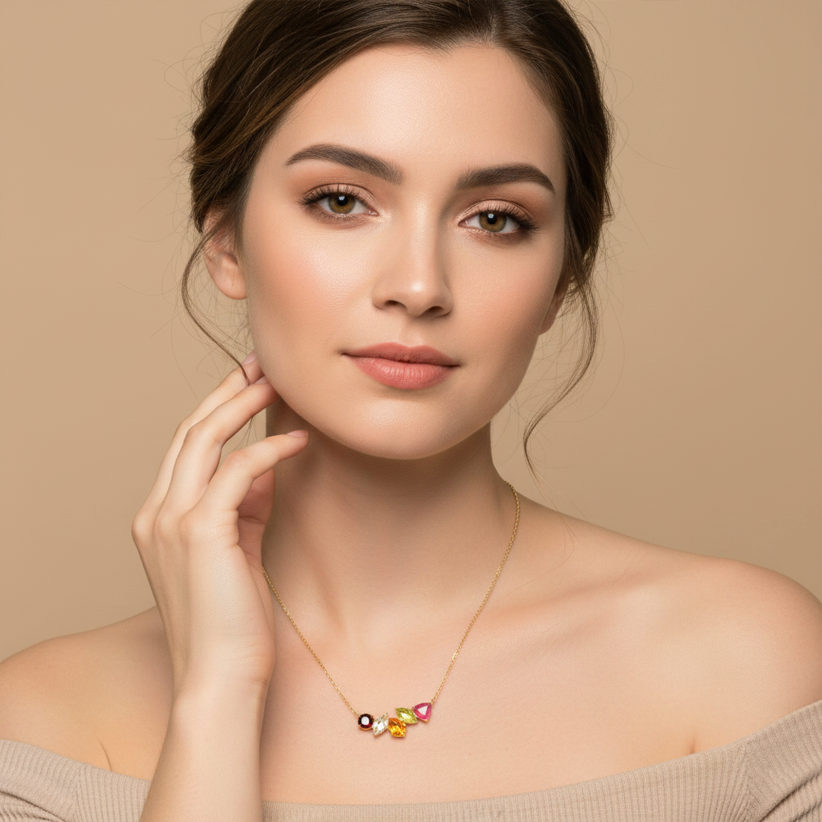 18K Gold Custom Birthstone Necklace for Women | Family Birthstone Jewelry