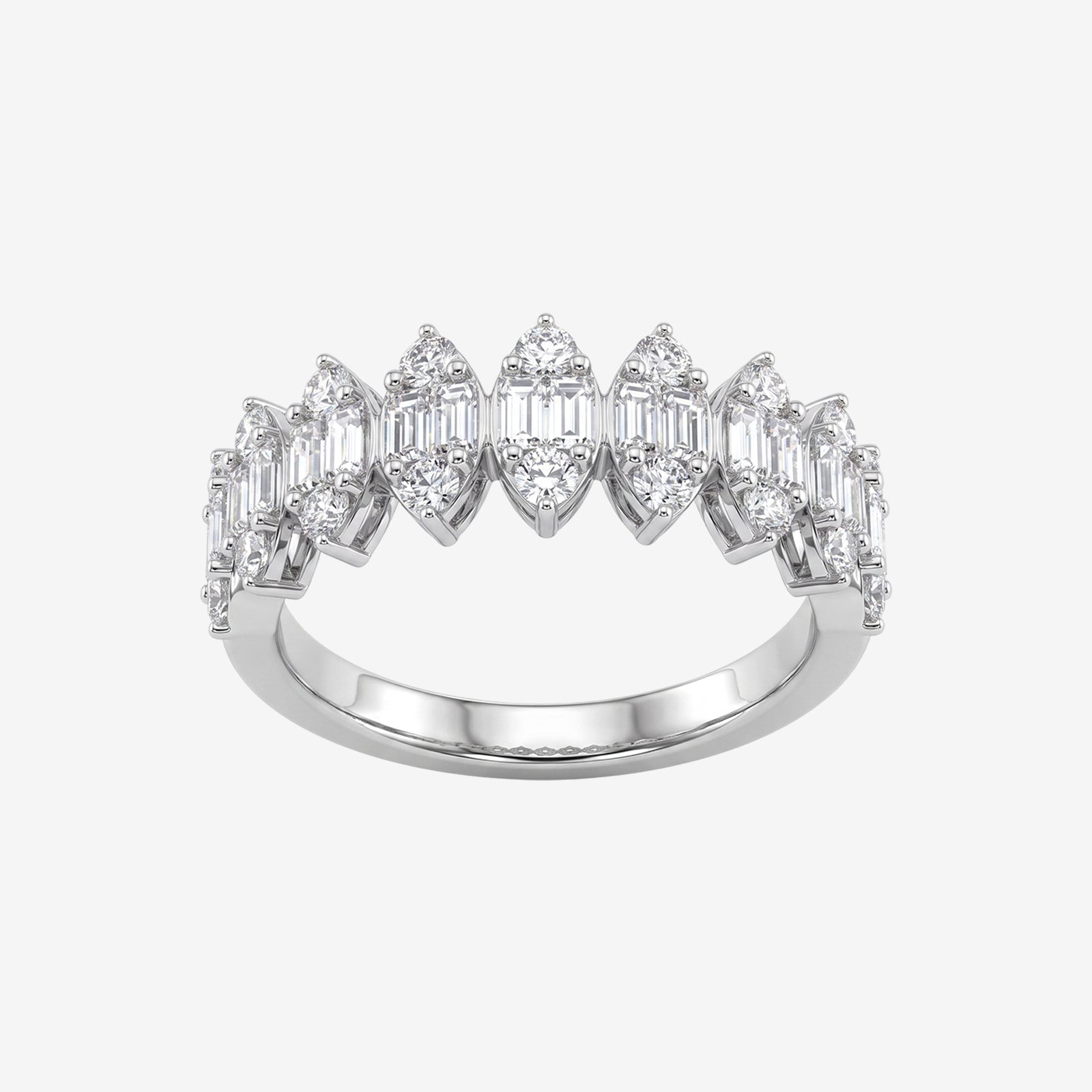 18K Gold Marquise & Baguette Diamond Band | Diamond Cluster Band in 18K Gold
