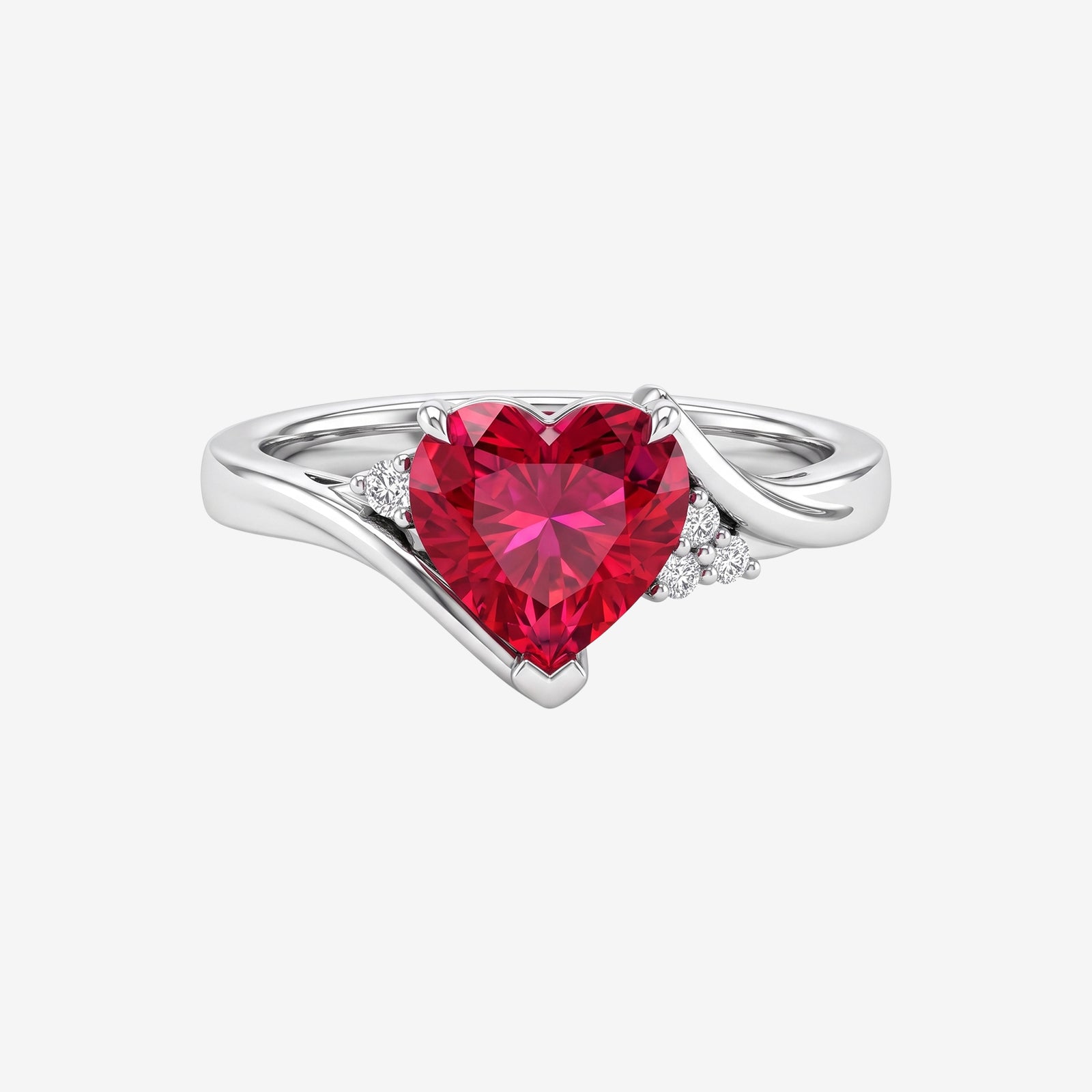 18K Gold Heart Ruby & Diamond Ring | Romantic Fine Jewellery