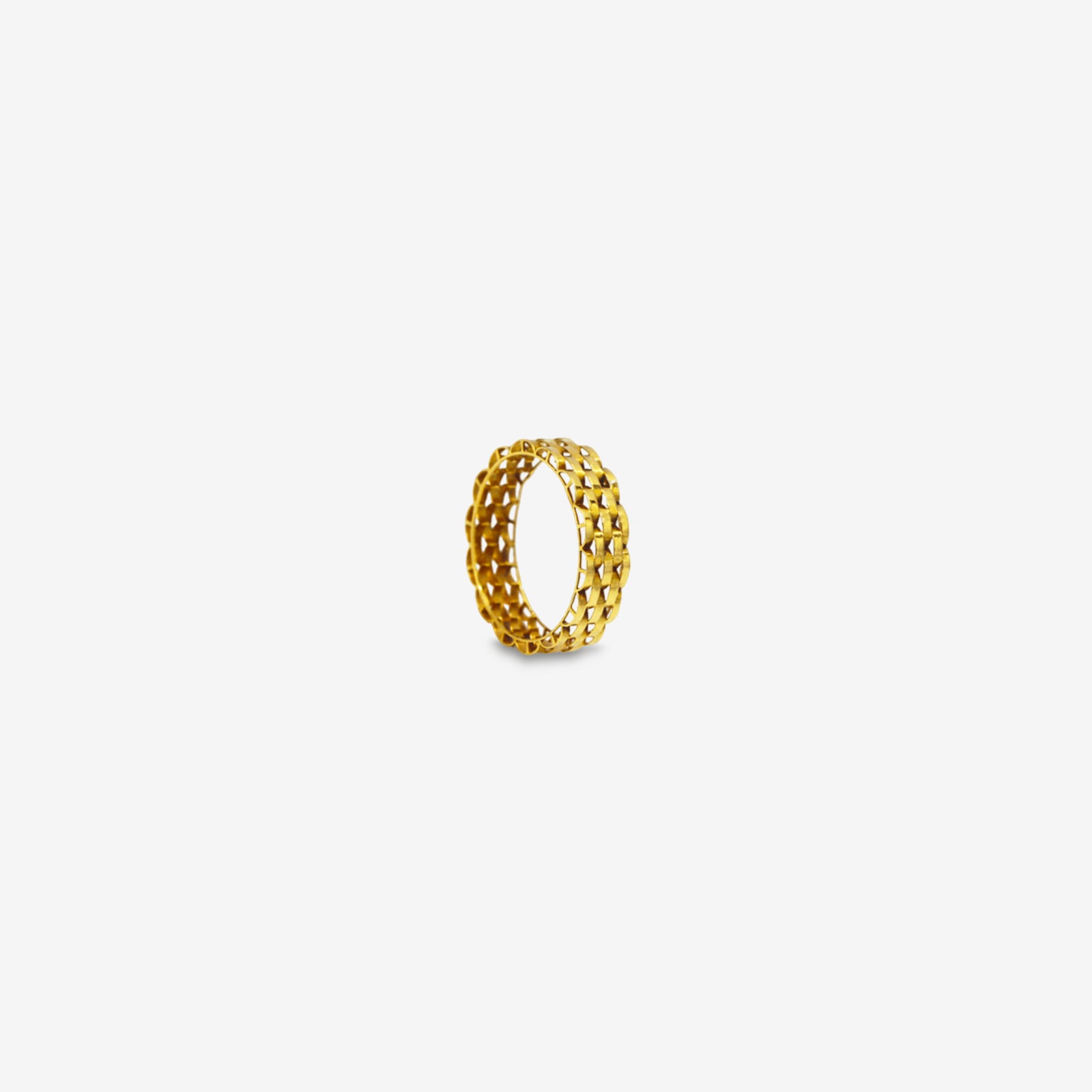 18k Solid Gold Honeycomb Mesh Ring | Hand-Finished Textured Woven Band