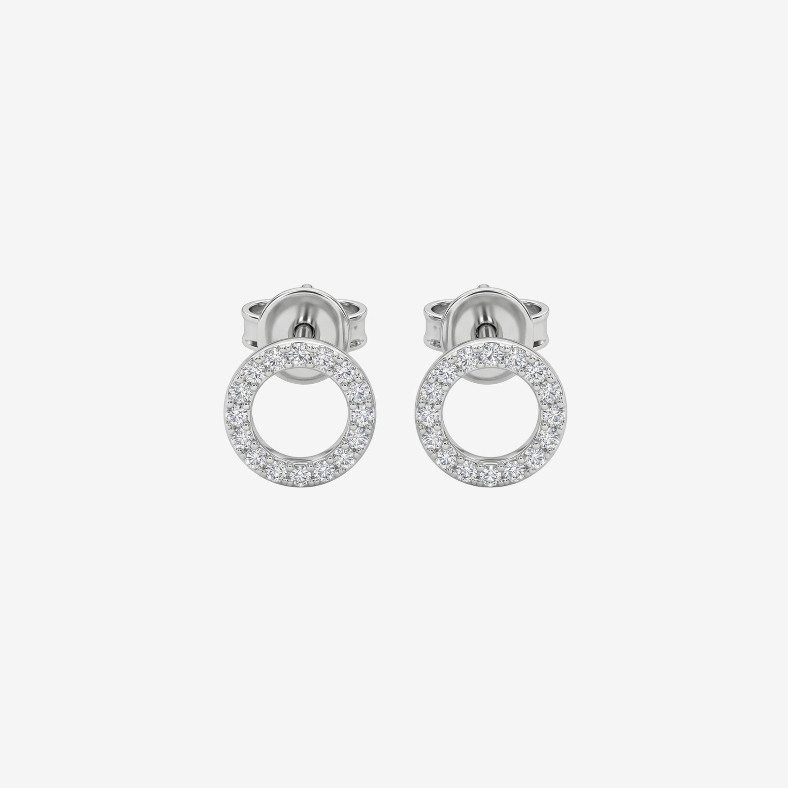 18k Gold Diamond Circle Stud Earrings | Minimalist Open Halo Earrings for Women