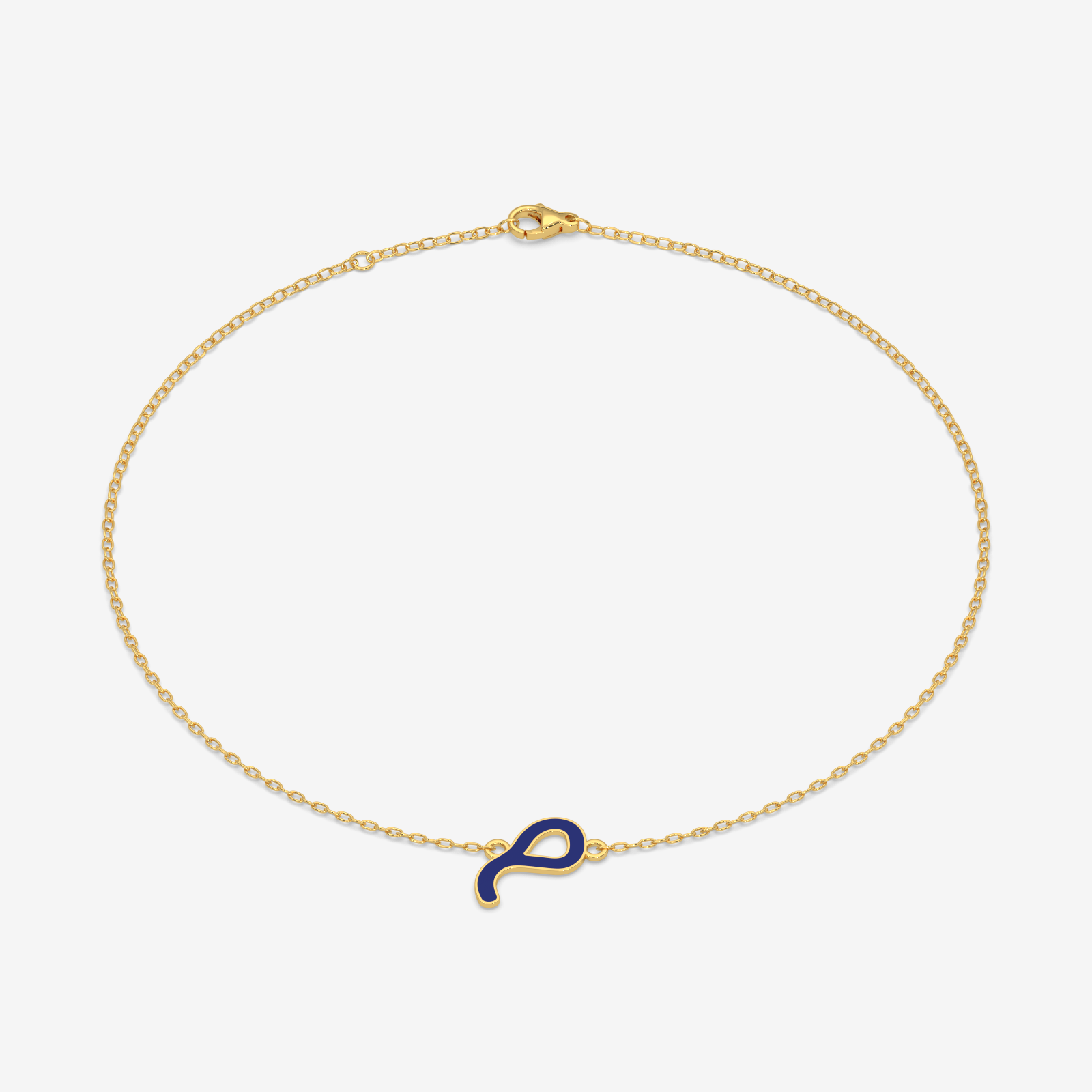 Arabi Mina 'M' Mim 18kt Gold & Blue Enamel | Arabic Letter Bracelet.