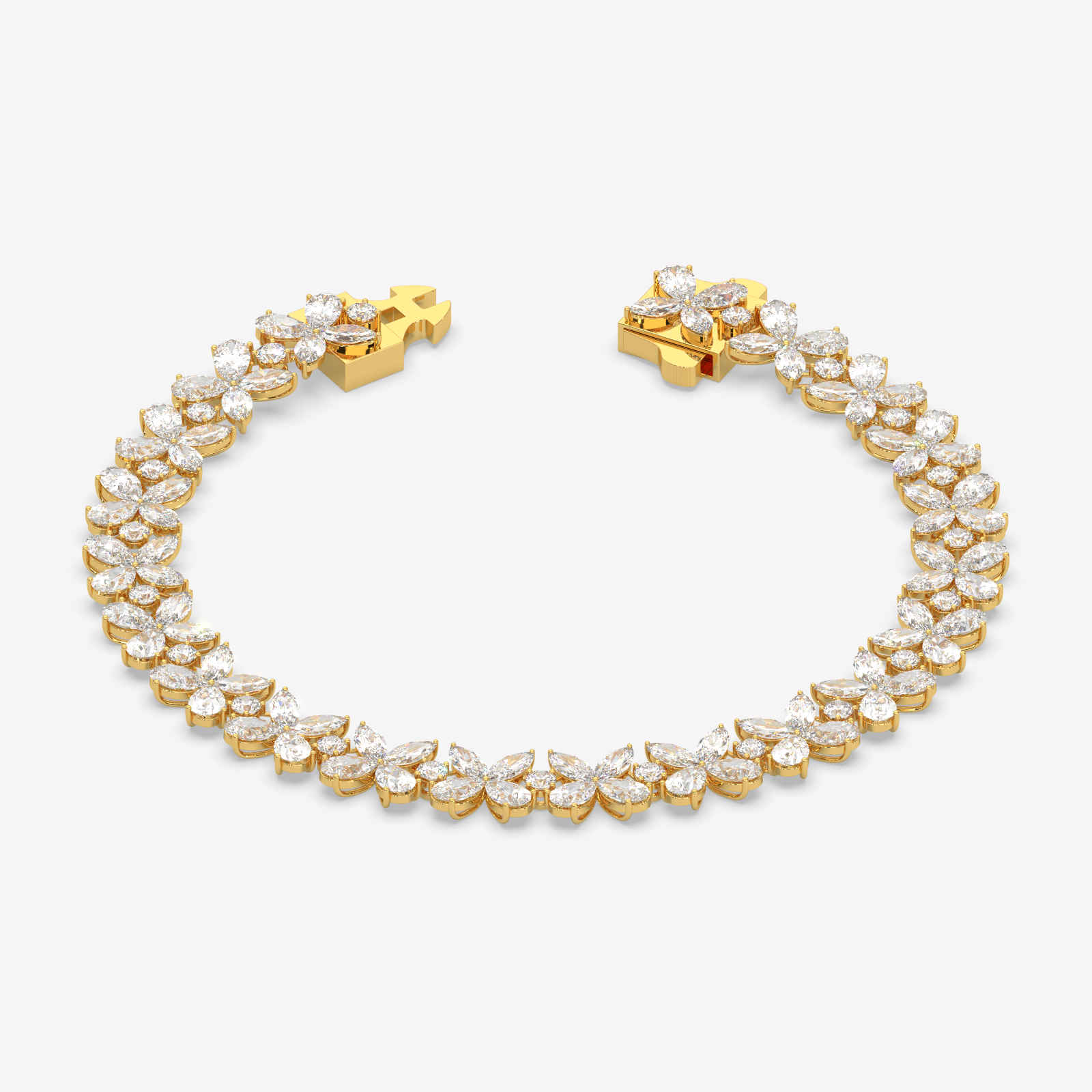 18K Gold Floral Diamond Bracelet