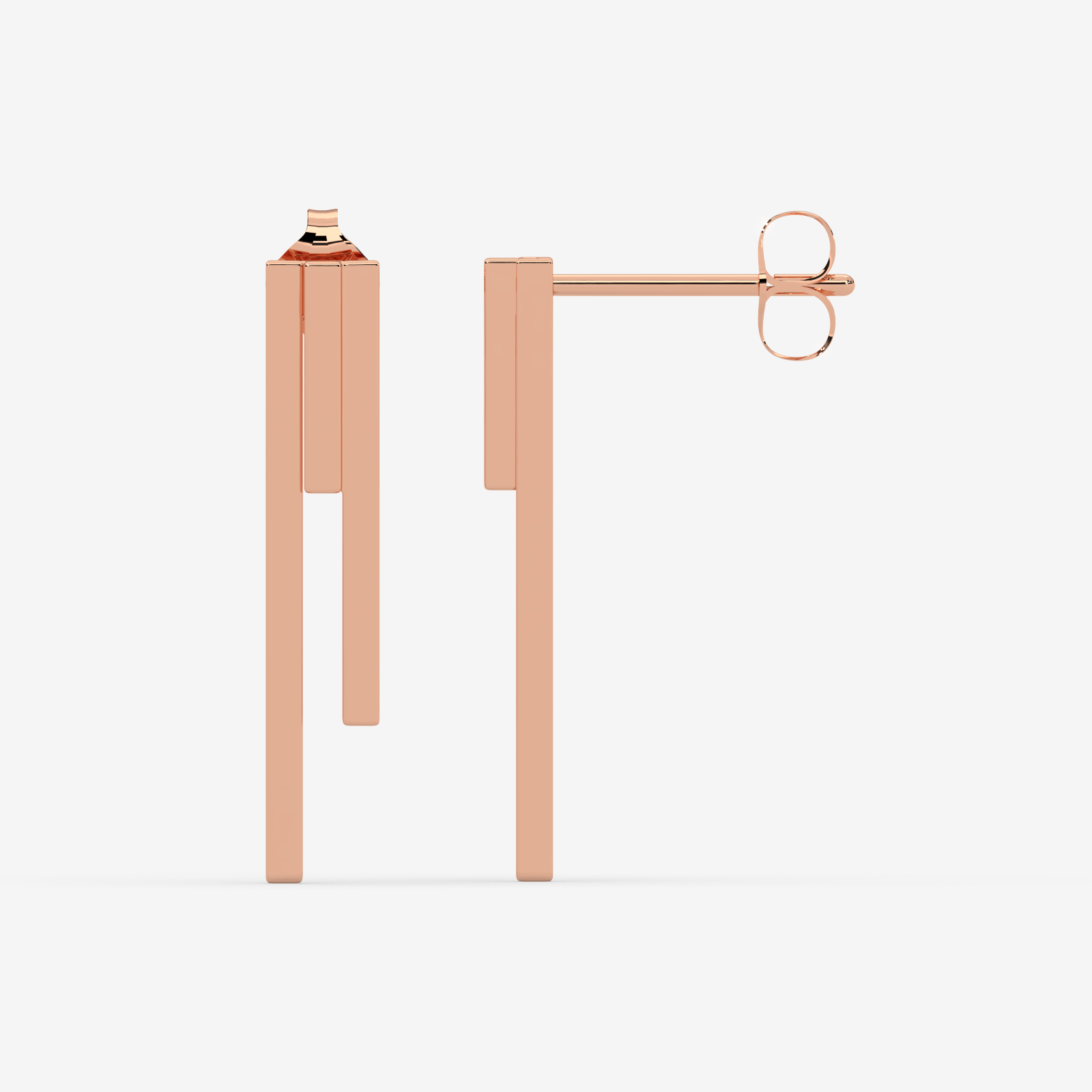 Minimalist 18K Gold Bar Drop Earrings | Sleek Geometric Dangle Studs