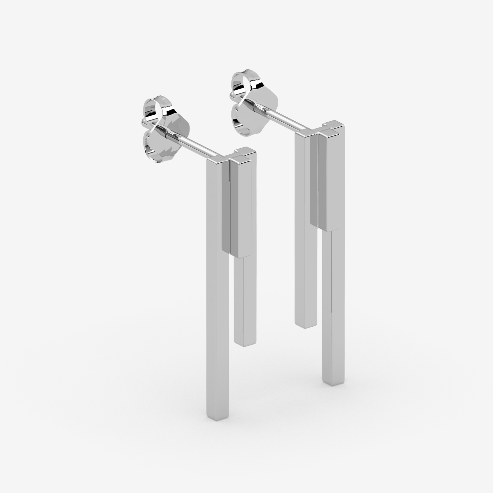 Minimalist 18K Gold Bar Drop Earrings | Sleek Geometric Dangle Studs