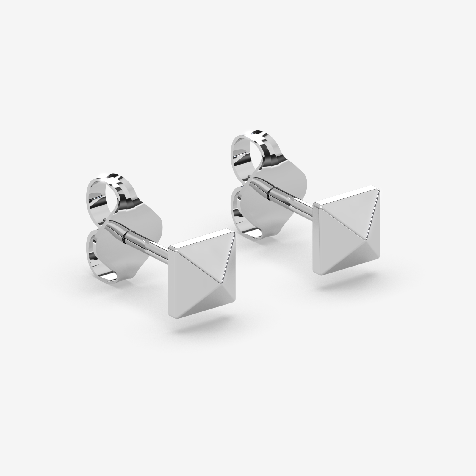 18K Gold Pyramid Stud Earrings | Modern Geometric Fine Jewelry