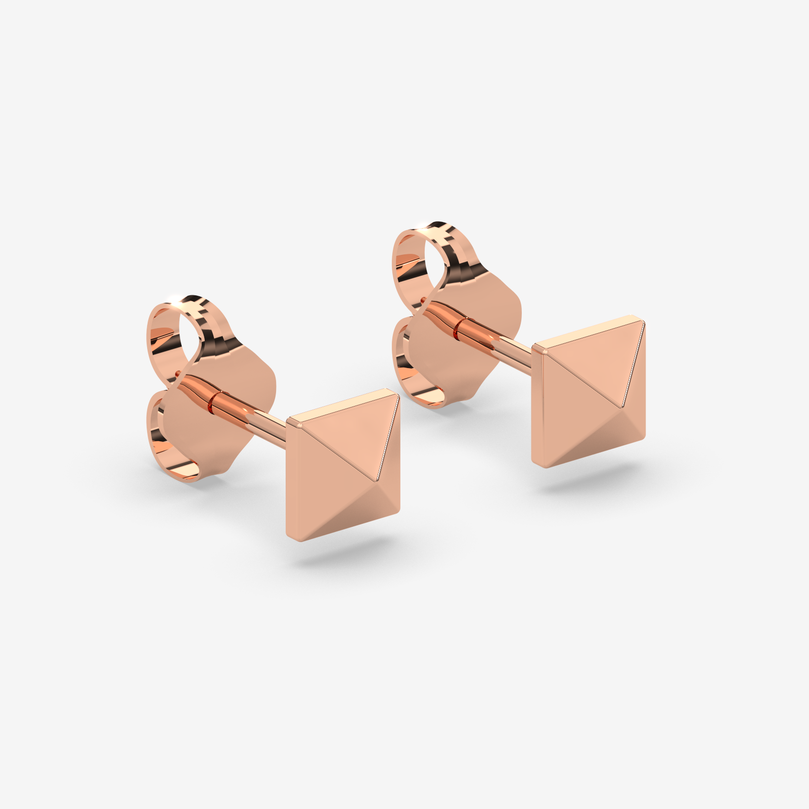 18K Gold Pyramid Stud Earrings | Modern Geometric Fine Jewelry