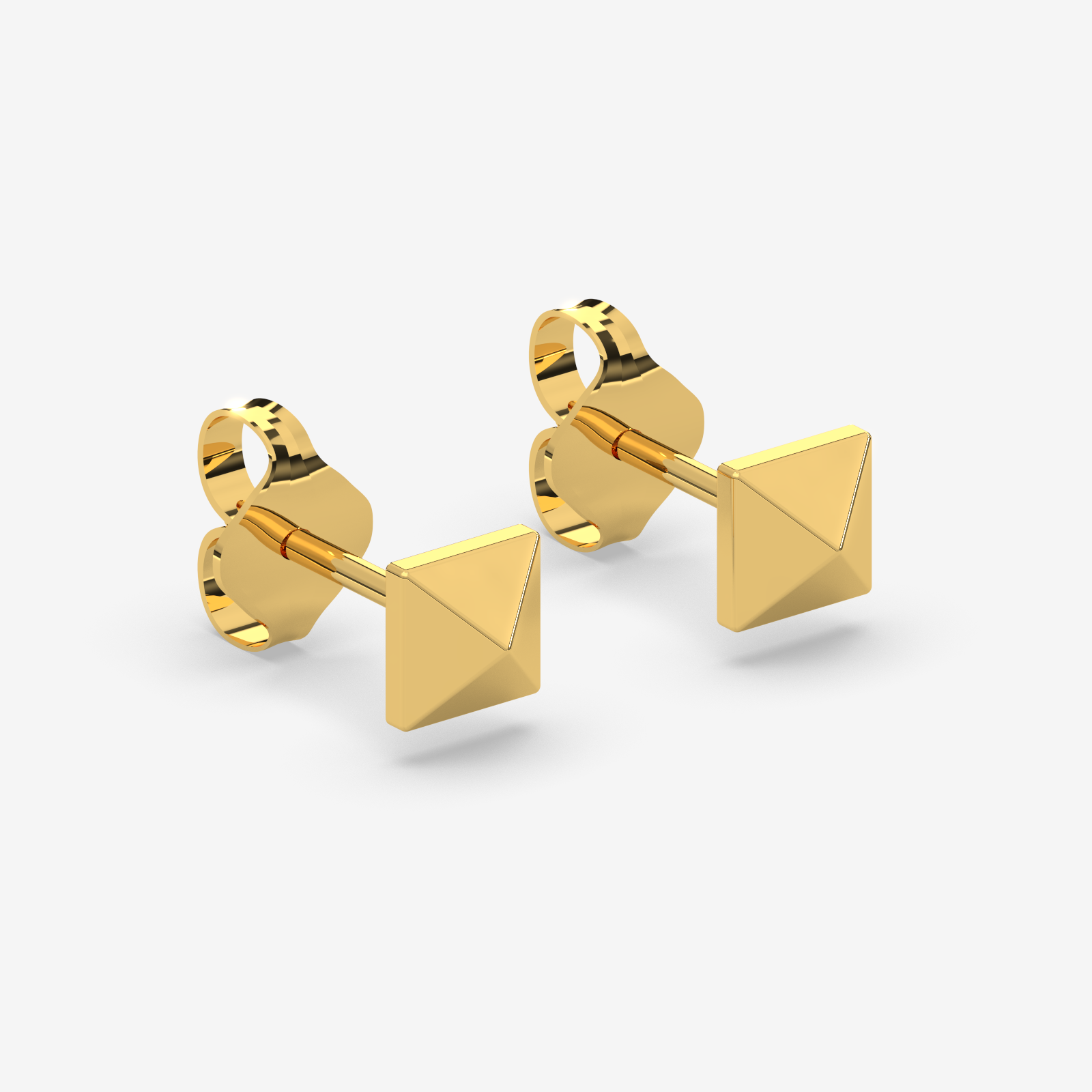 18K Gold Pyramid Stud Earrings | Modern Geometric Fine Jewelry