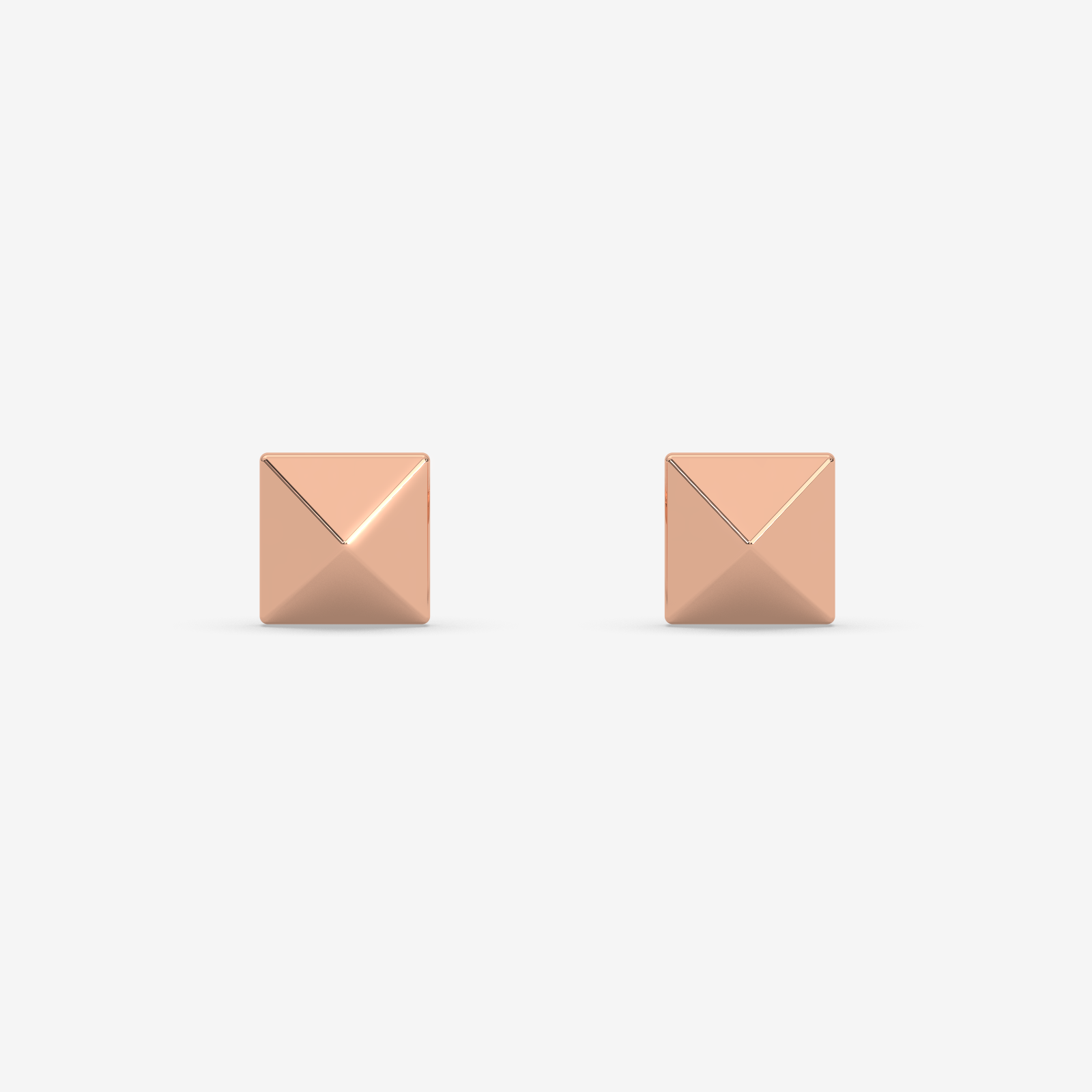 18K Gold Pyramid Stud Earrings | Modern Geometric Fine Jewelry