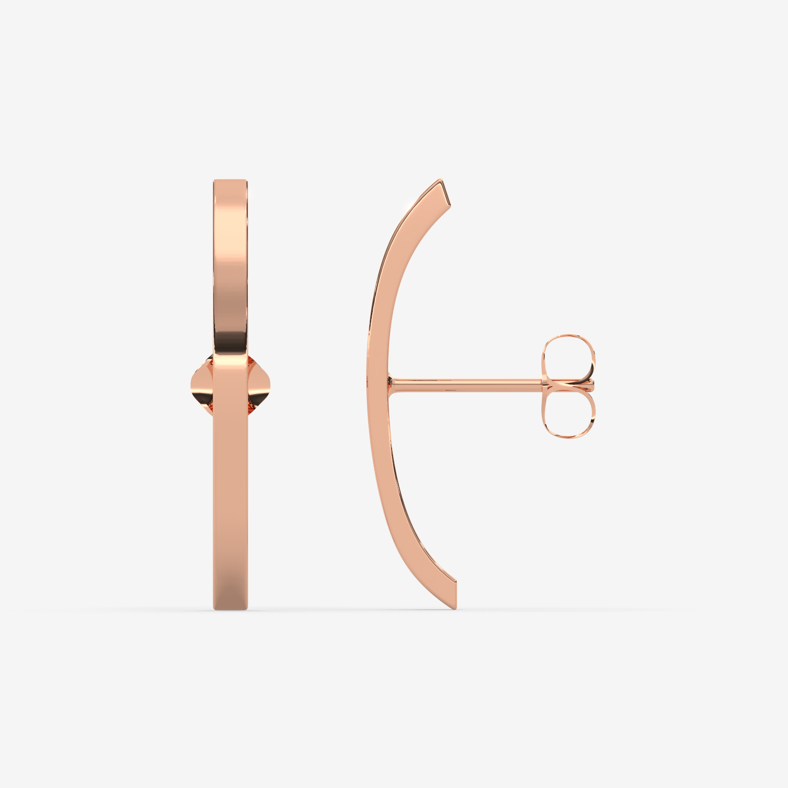 18K Gold Curved Bar Stud Earrings | Modern Minimalist Jewelry