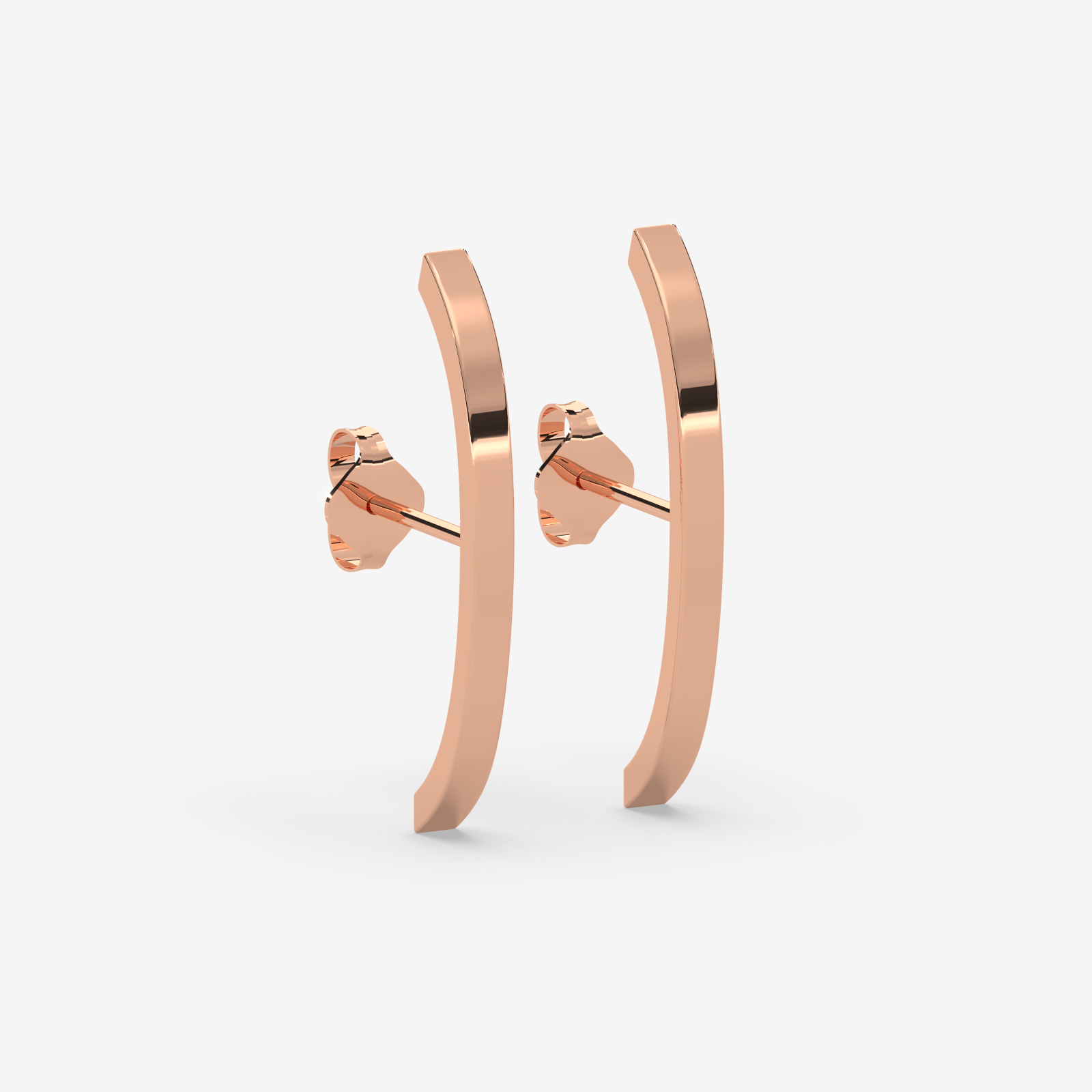 18K Gold Curved Bar Stud Earrings | Modern Minimalist Jewelry