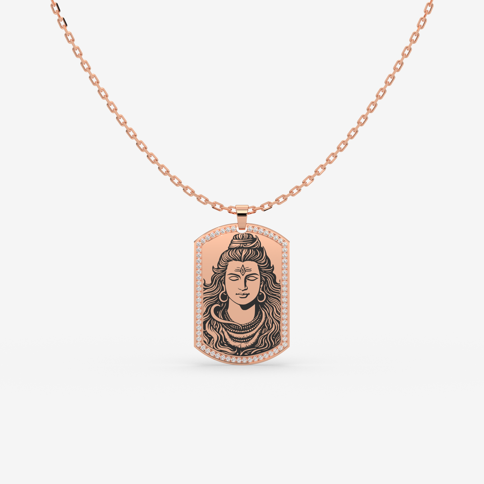 Men’s 18k Gold Shiva Diamond Pendant | Maha Mrityunjay Mantra Religious Jewelry