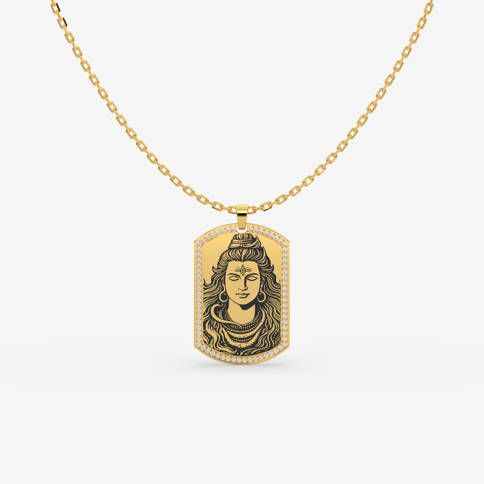 Men’s 18k Gold Shiva Diamond Pendant | Maha Mrityunjay Mantra Religious Jewelry