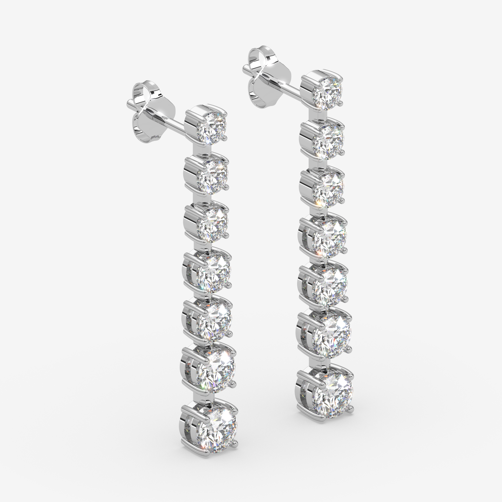18K Gold Linear Diamond Drop Earrings