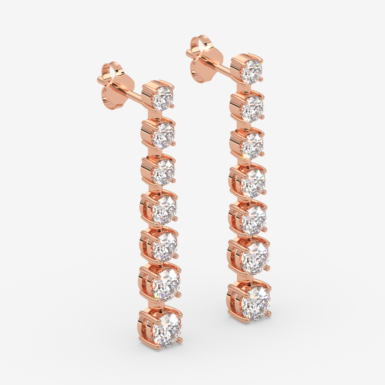 18K Gold Linear Diamond Drop Earrings