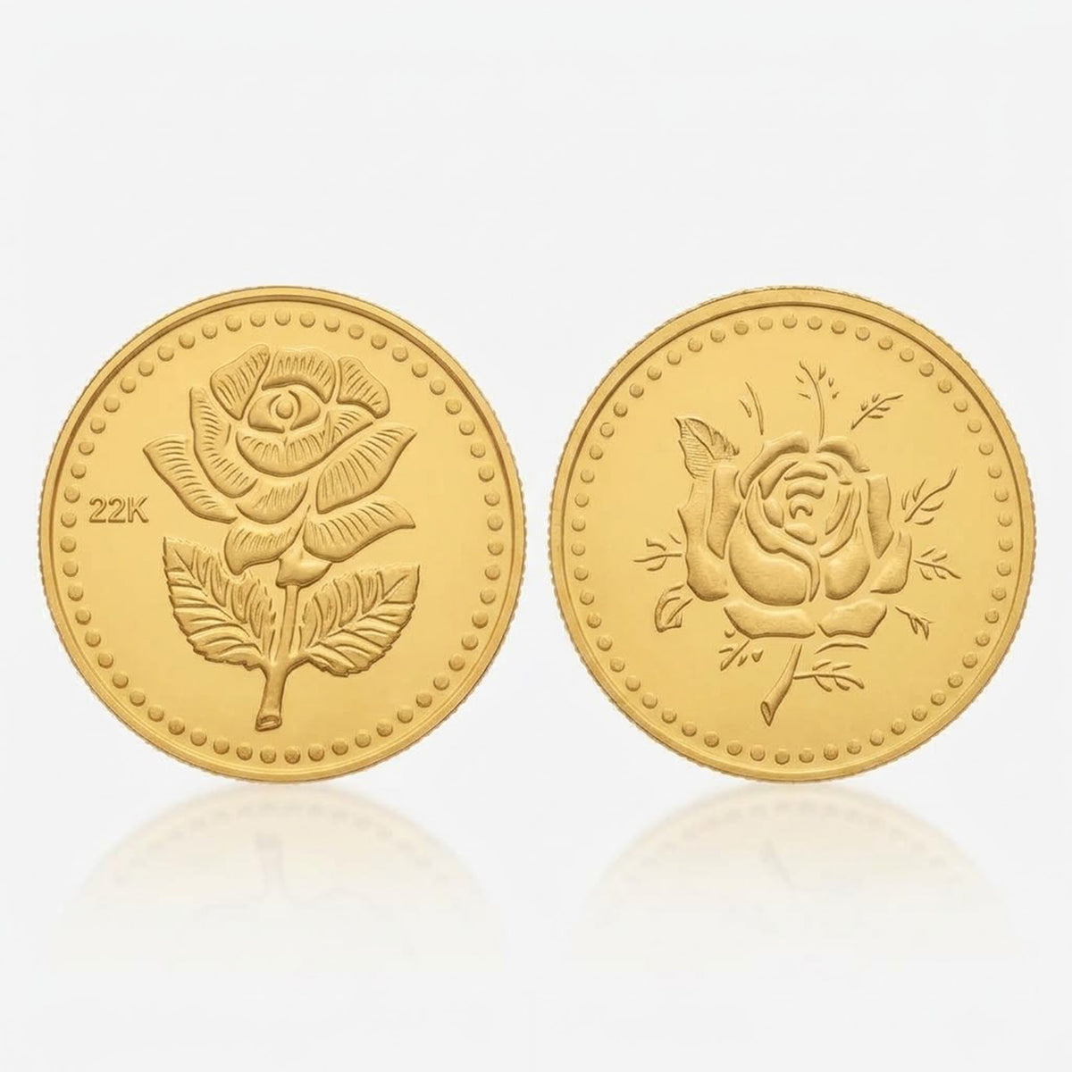 8 Gram 22K Rose Embossed Design Gold Coin | Premium 916 Pure Gold Investment