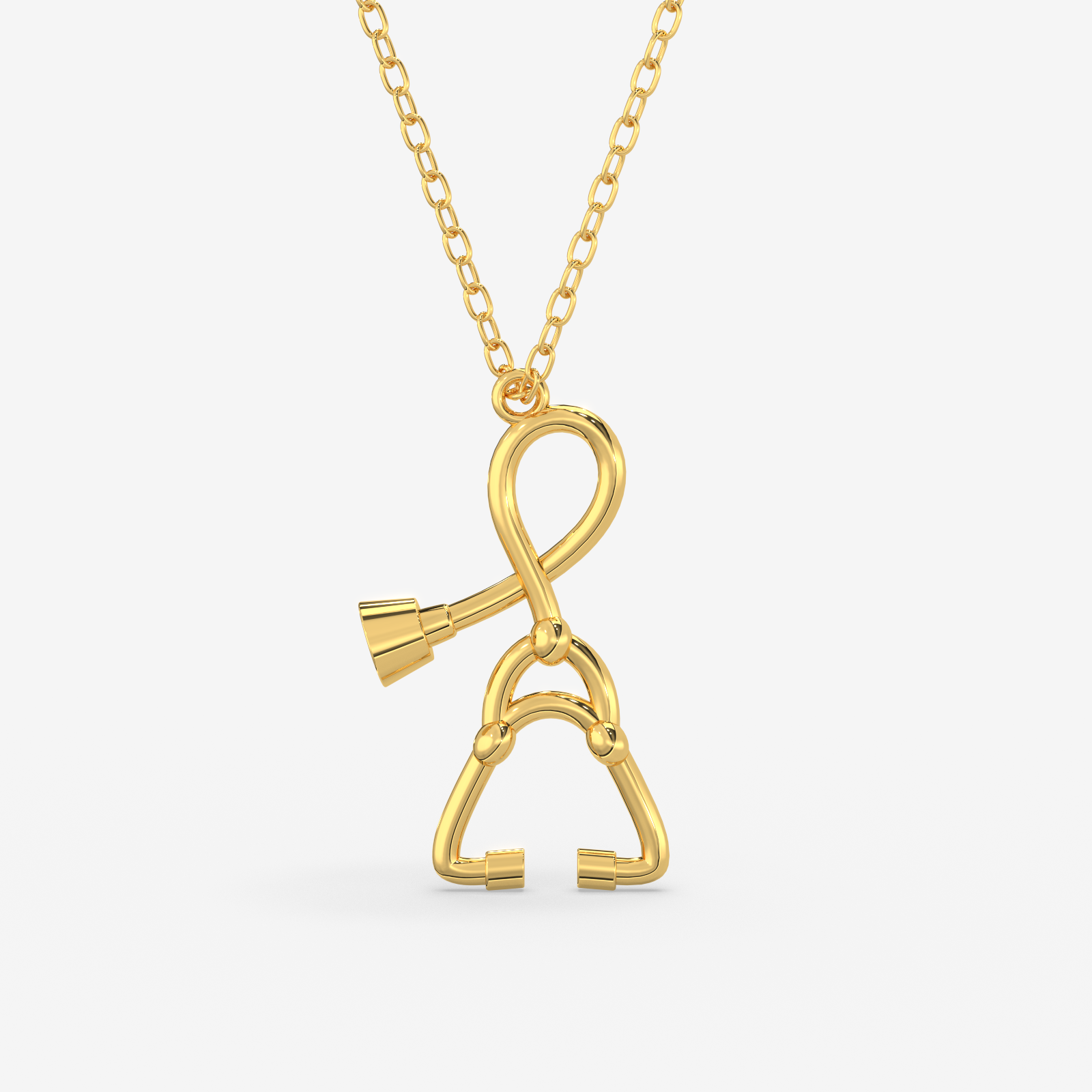 18K Gold Stethoscope Necklace - Dainty Medical Jewelry for Doctors & Nurses