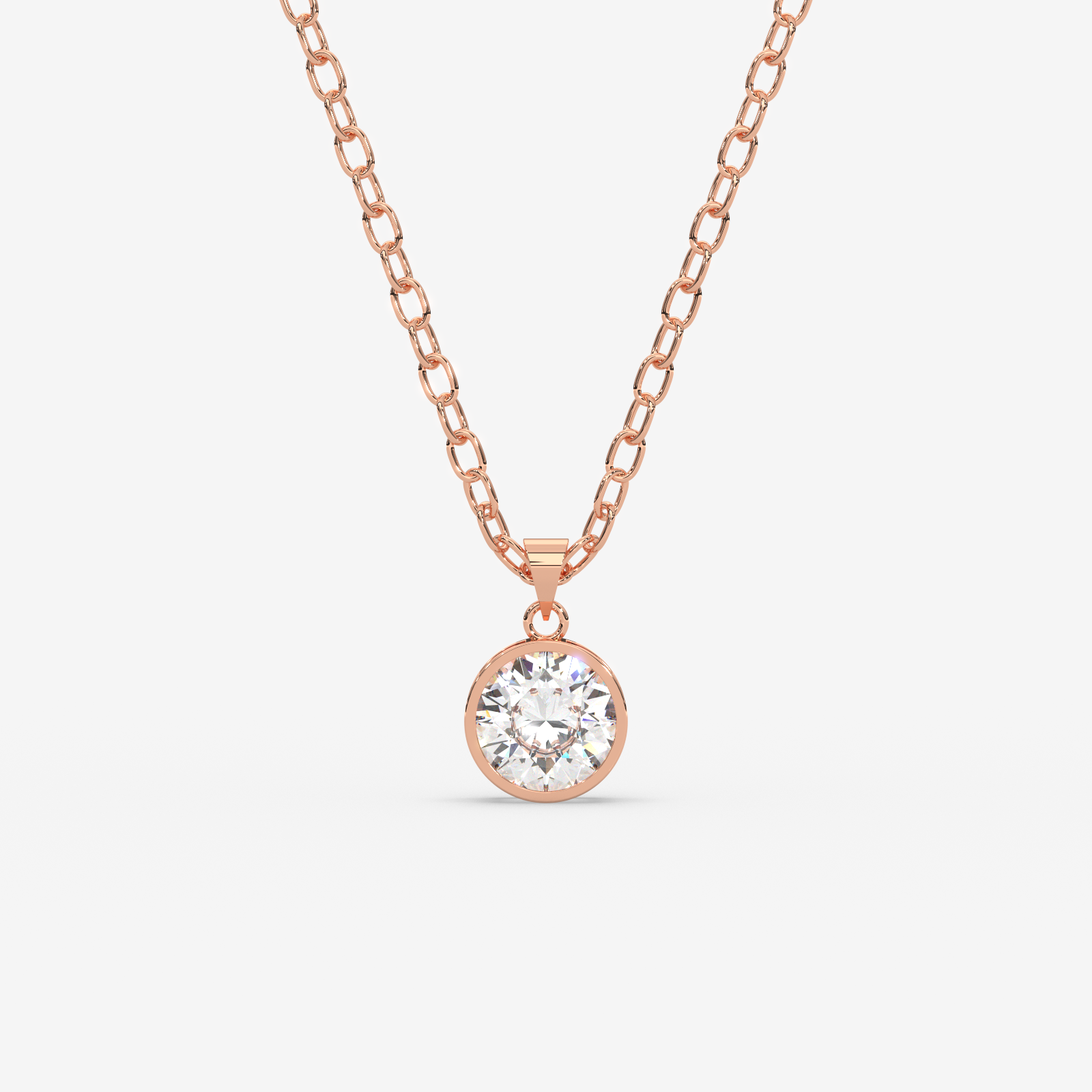 18K Gold Diamond Solitaire Bezel Pendant Necklace