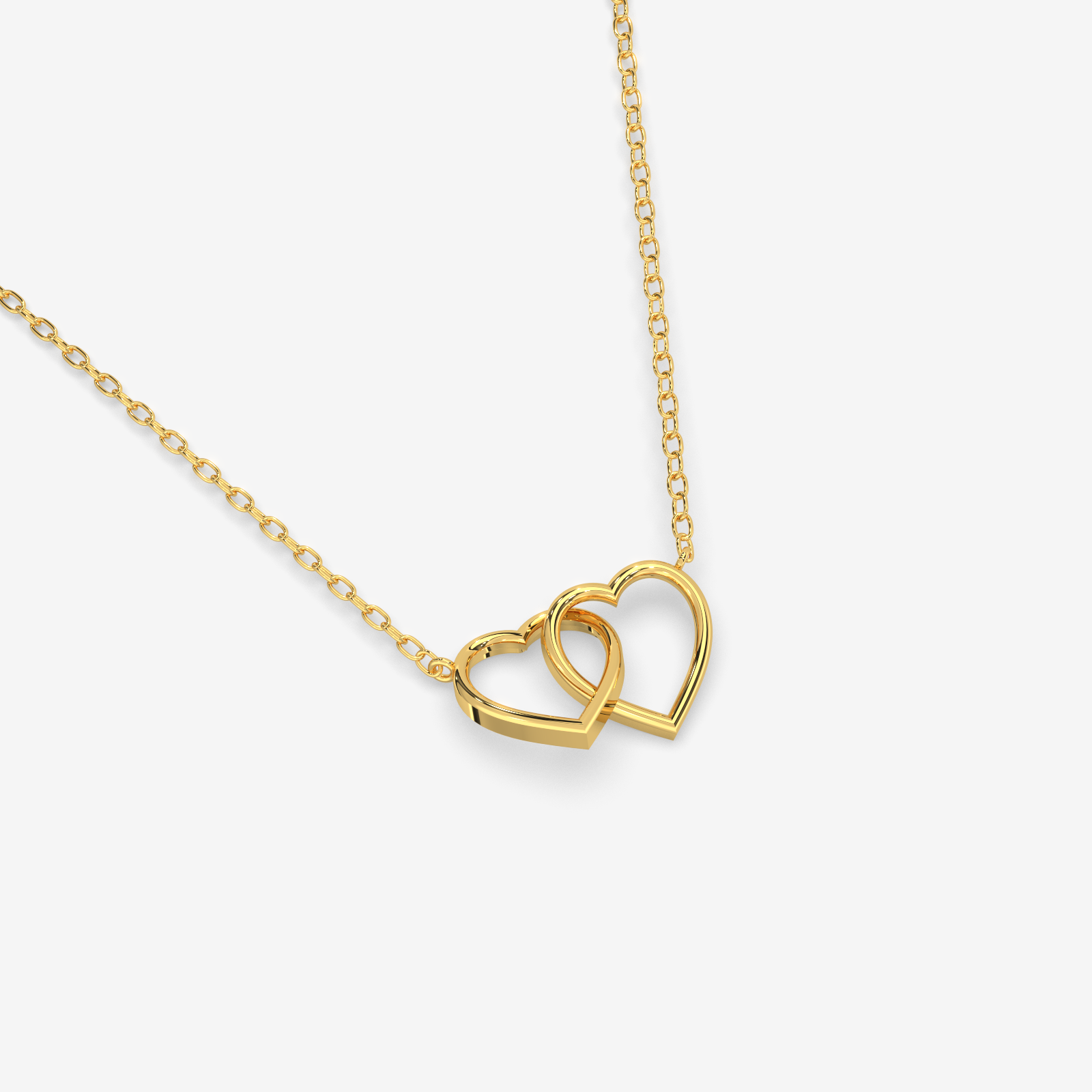 18K Gold Interlocking Hearts Necklace - Symbol of Love & Unity