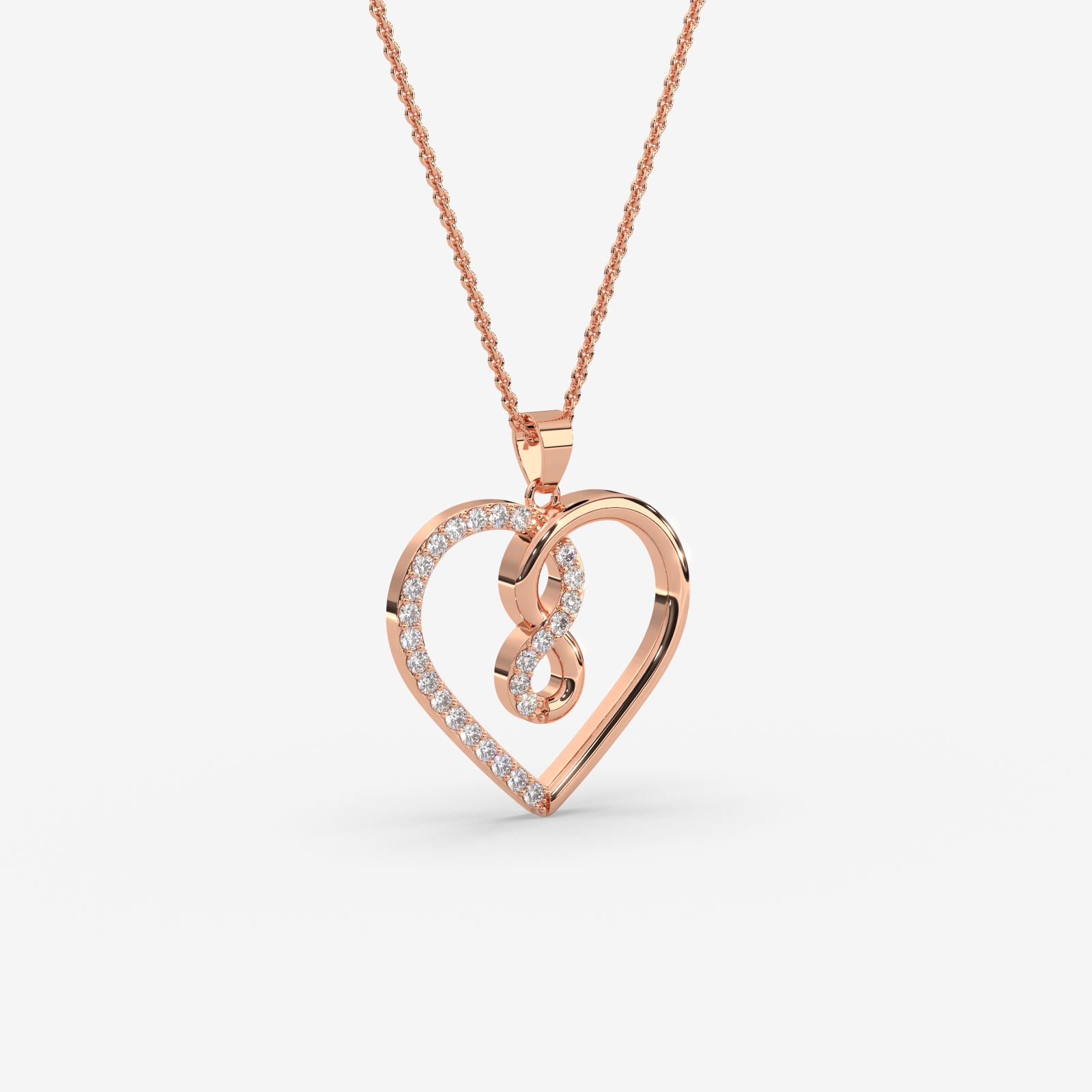 18K Gold Infinity Heart Pendant Diamond Necklace | Eternal Love Jewelry