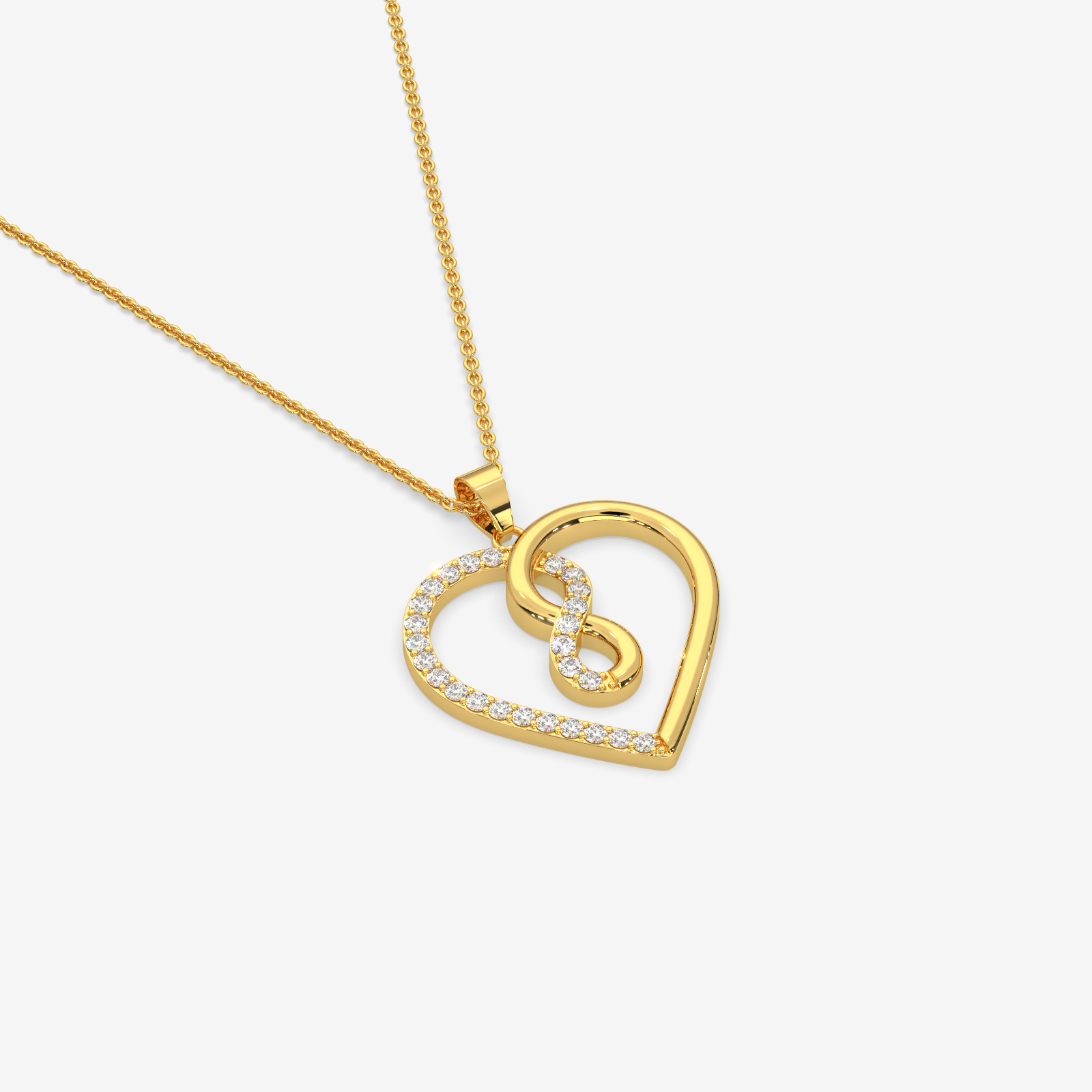 18K Gold Infinity Heart Pendant Diamond Necklace | Eternal Love Jewelry