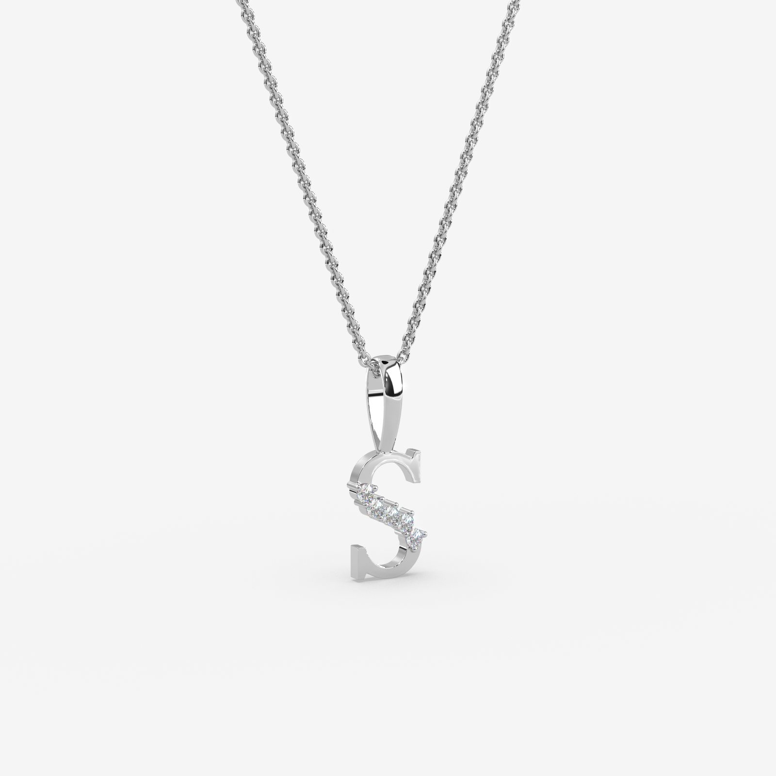 18k Gold Diamond "S" Initial Pendant Necklace | Personalized Alphabet Jewelry