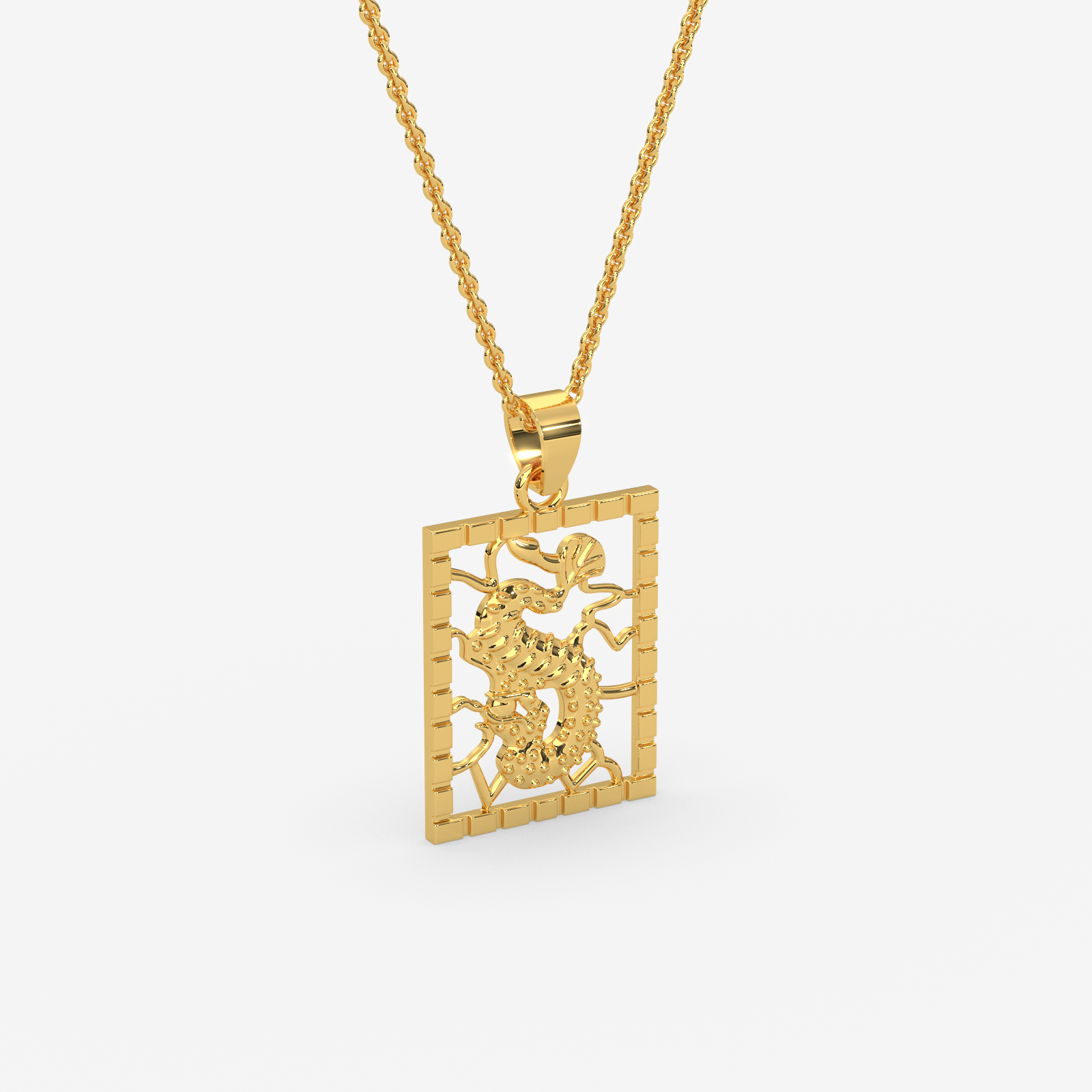 18K Gold Dragon Plaque Pendant Necklace | Chinese Style Auspicious Jewelry