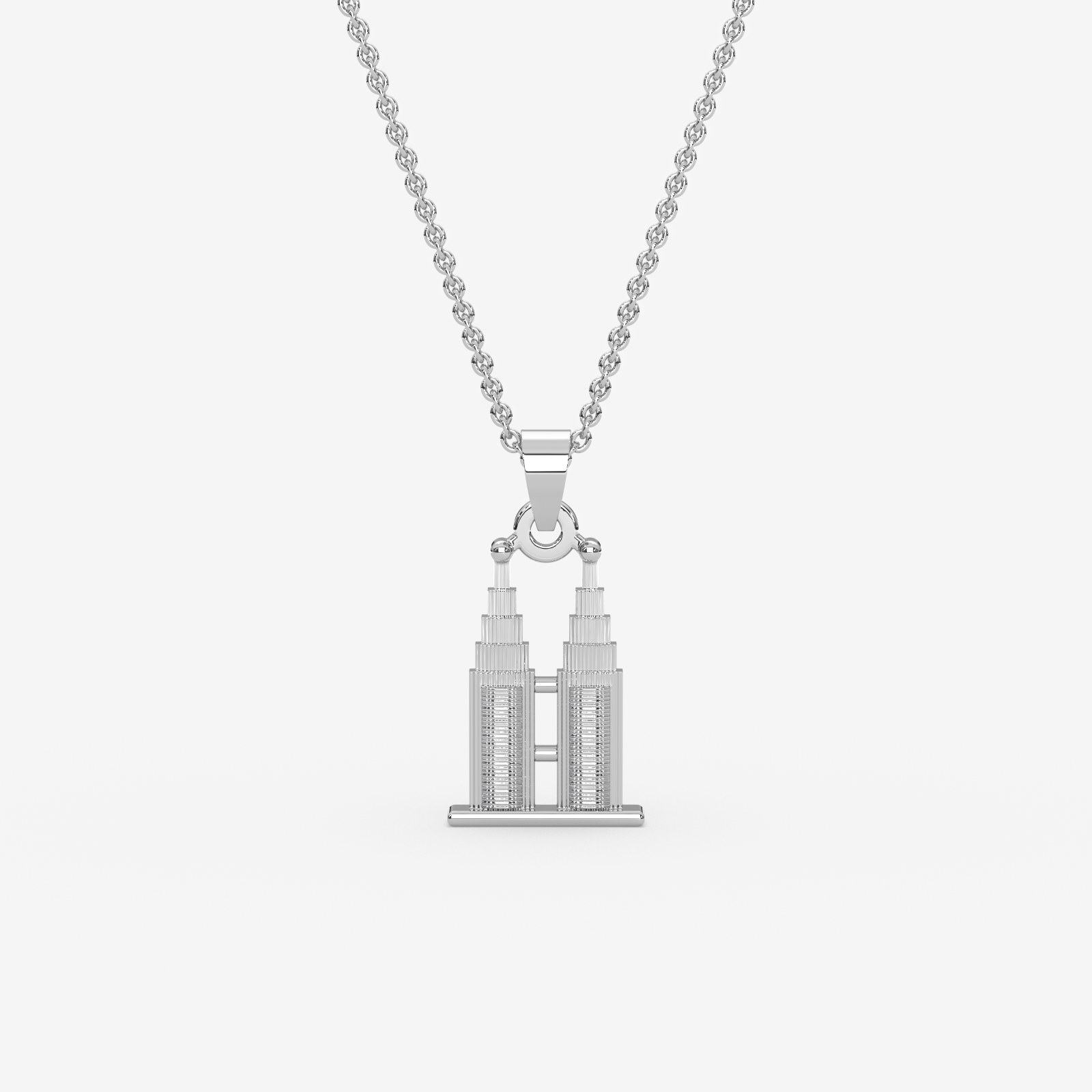 18K Gold Petronas Twin Towers Pendant Necklace | Malaysian Souvenir Jewelry