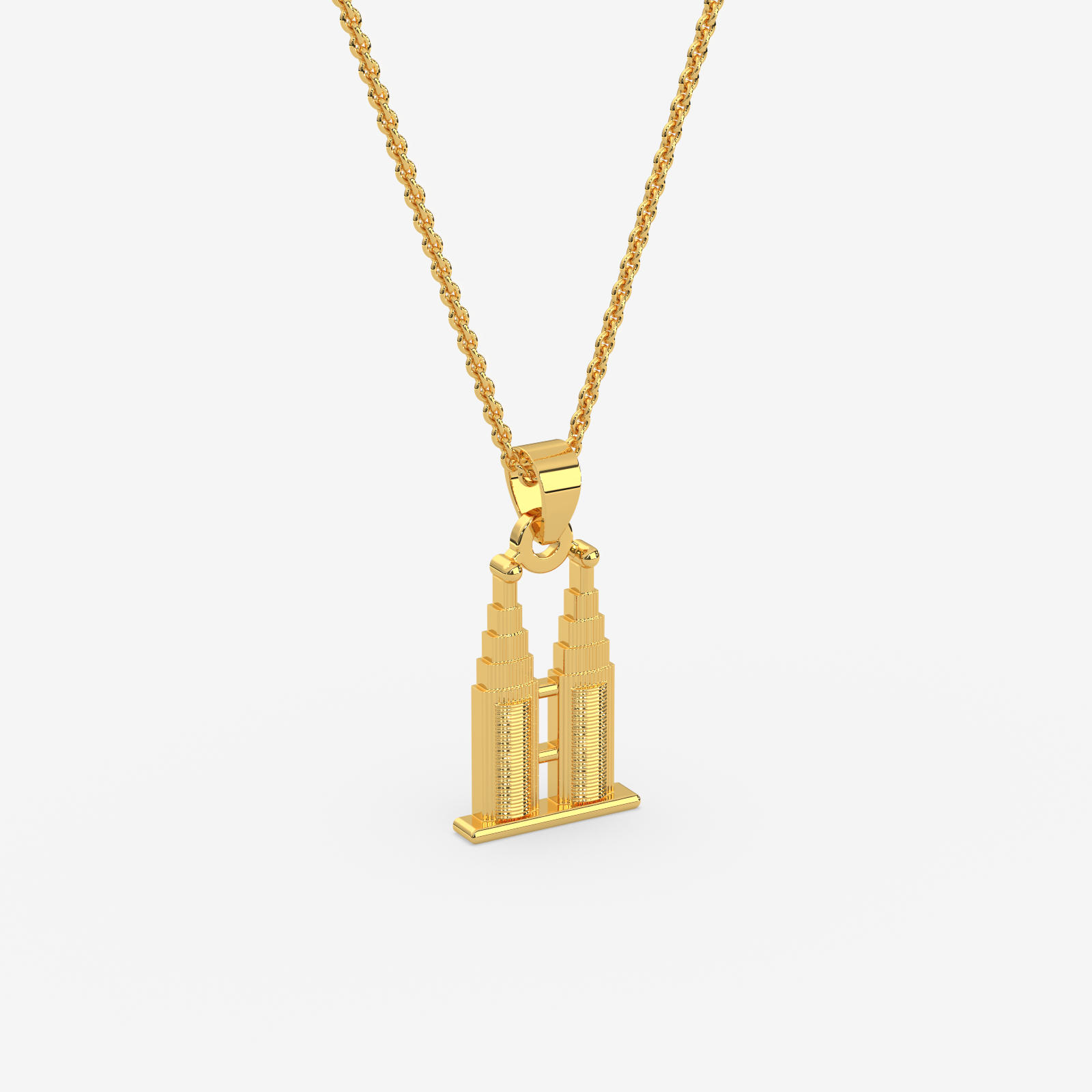 18K Gold Petronas Twin Towers Pendant Necklace | Malaysian Souvenir Jewelry