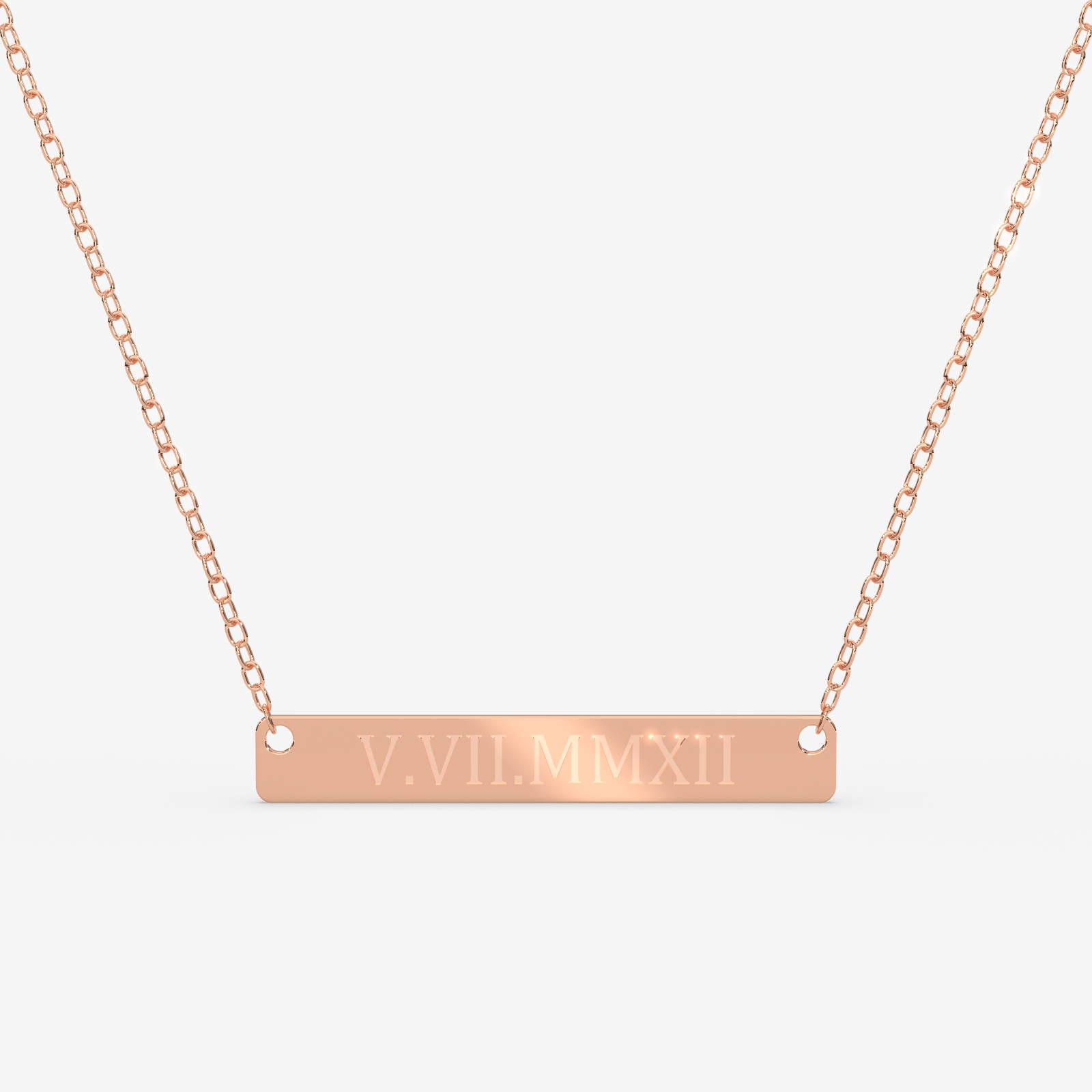 Custom Roman Numeral Date Necklace – 18K Gold