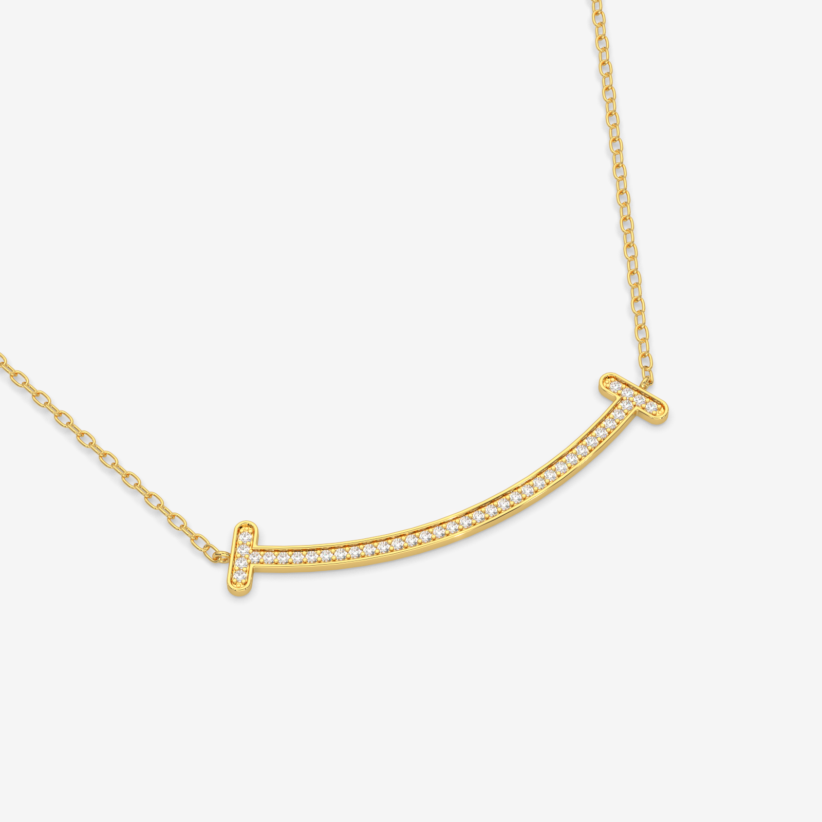 18K Gold Diamond Smile Necklace