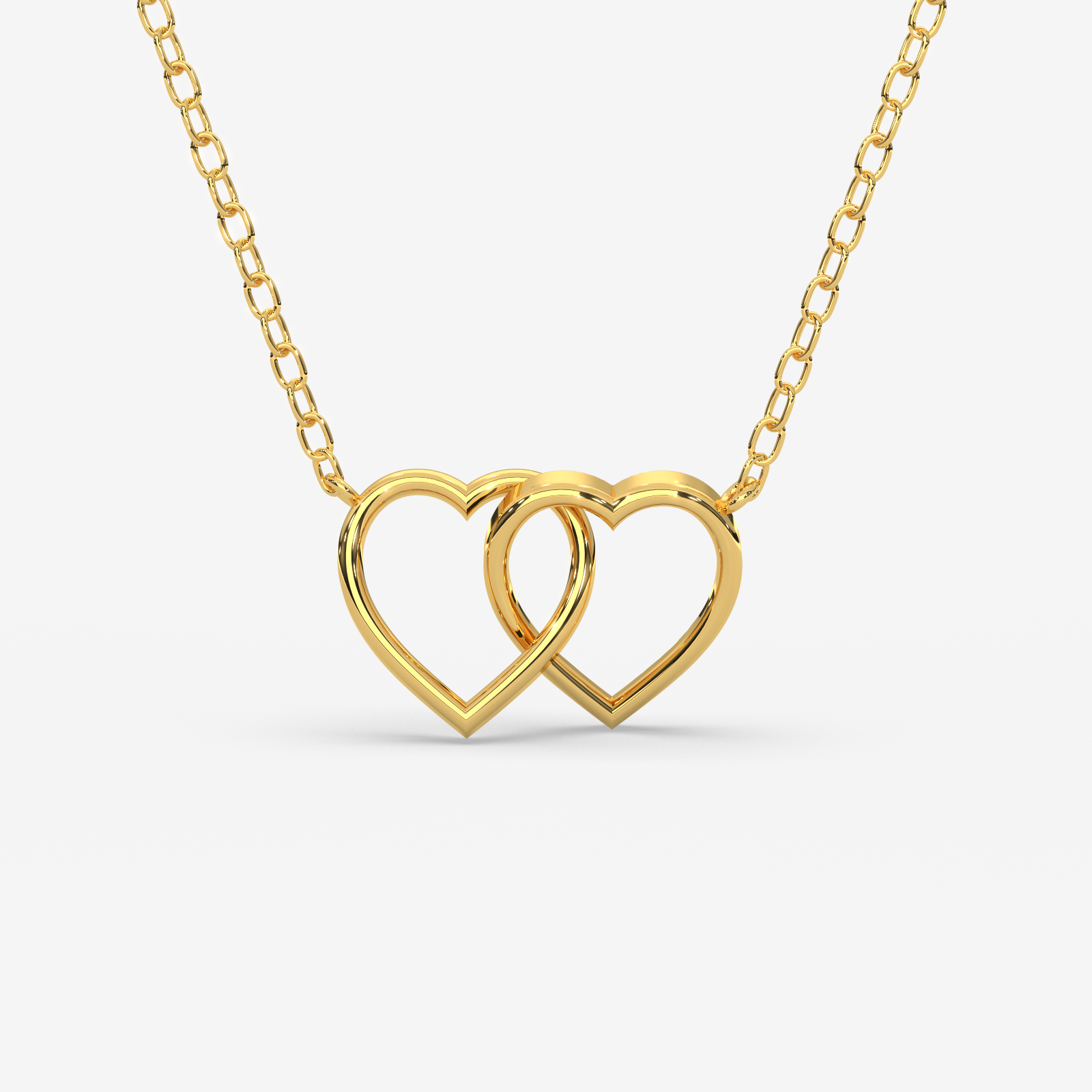 18K Gold Interlocking Hearts Necklace - Symbol of Love & Unity